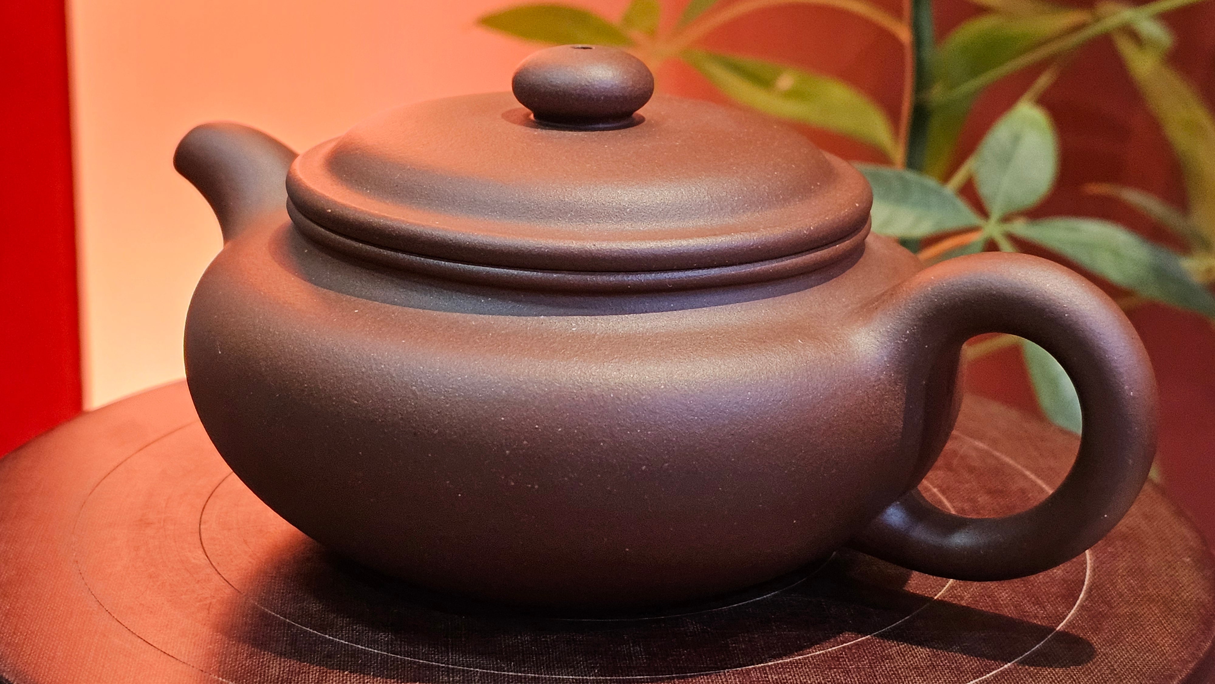 Bian Fu 扁腹, 268.6ml, Di Cao Qing Zi Ni 底槽青紫泥, by our Collaborative Craftsman Chen Fa Chu 陈法初。