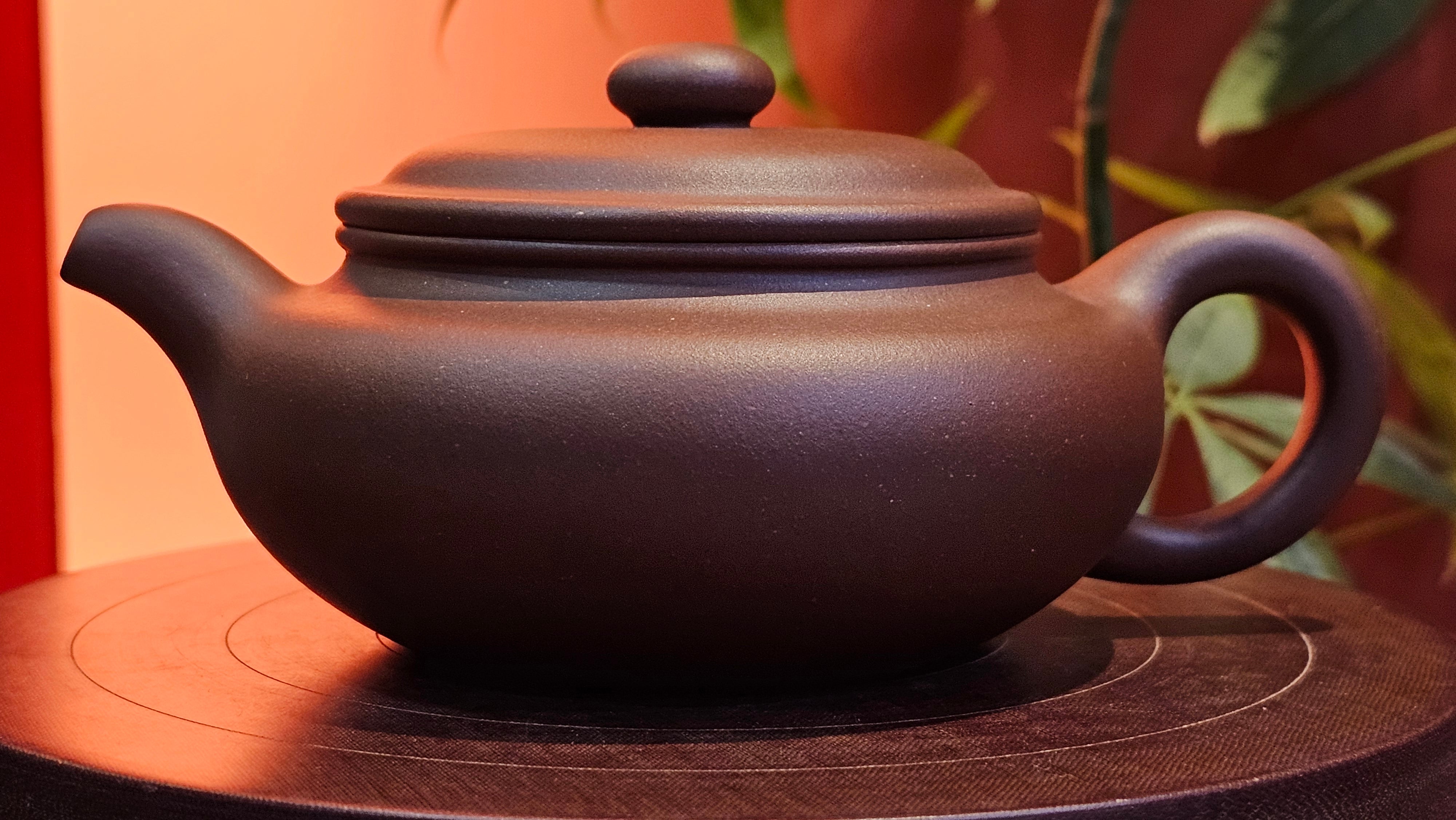 Bian Fu 扁腹, 268.6ml, Di Cao Qing Zi Ni 底槽青紫泥, by our Collaborative Craftsman Chen Fa Chu 陈法初。