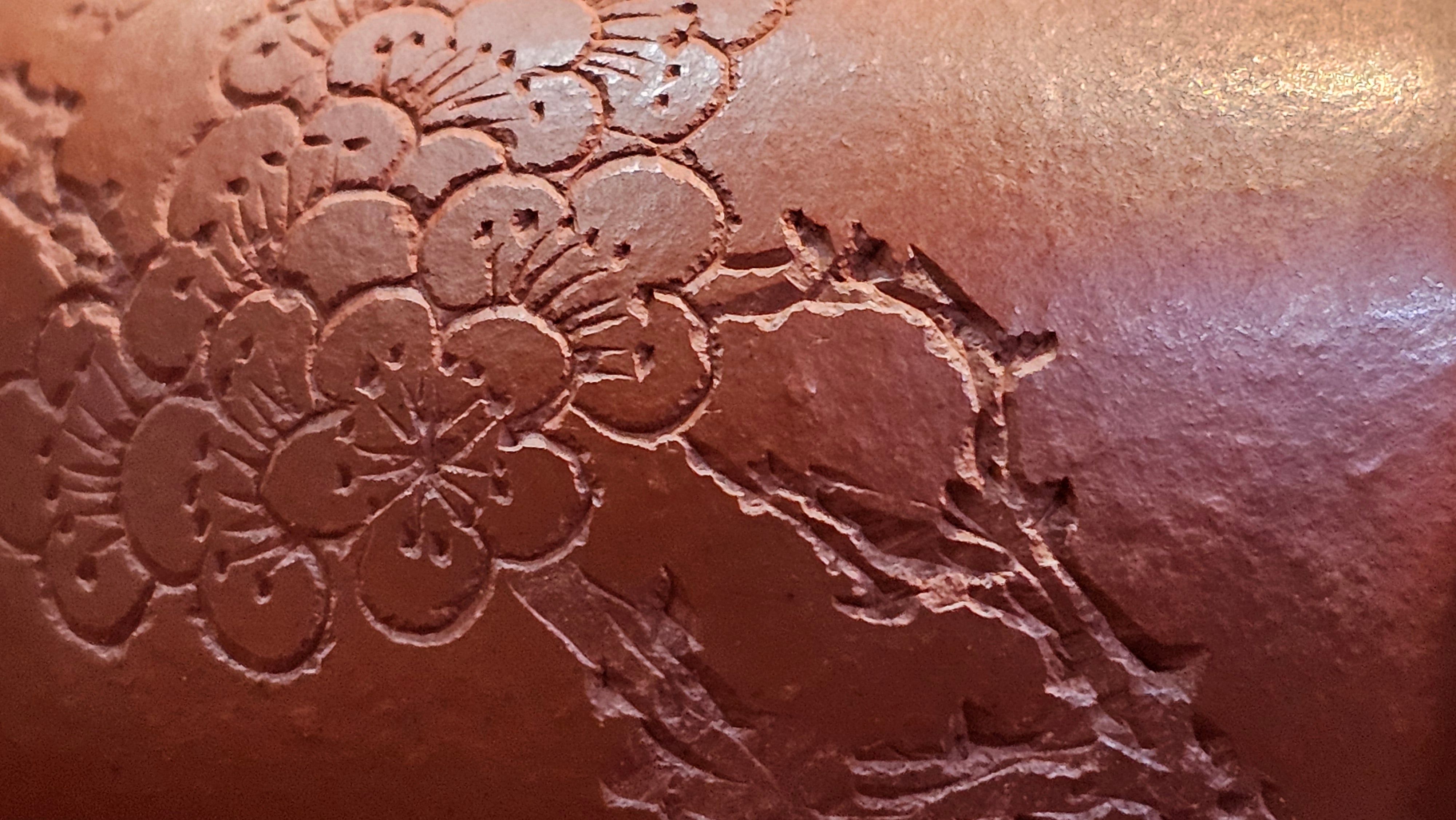 Li Xing 梨形, 171.5ml, Xiao Mei Yao Zhu Ni 小煤窑朱泥 by our Collaborative Craftsman Zhai Yi Yao 翟一耀。Plum Blossoms Engraving 梅花刻绘, 与 "暗香疏影" by Craftsman Yi De Shu 一德书。~ Congratulations to Mr E.P., 1826hrs 10th Apr, Holyoke, MA.