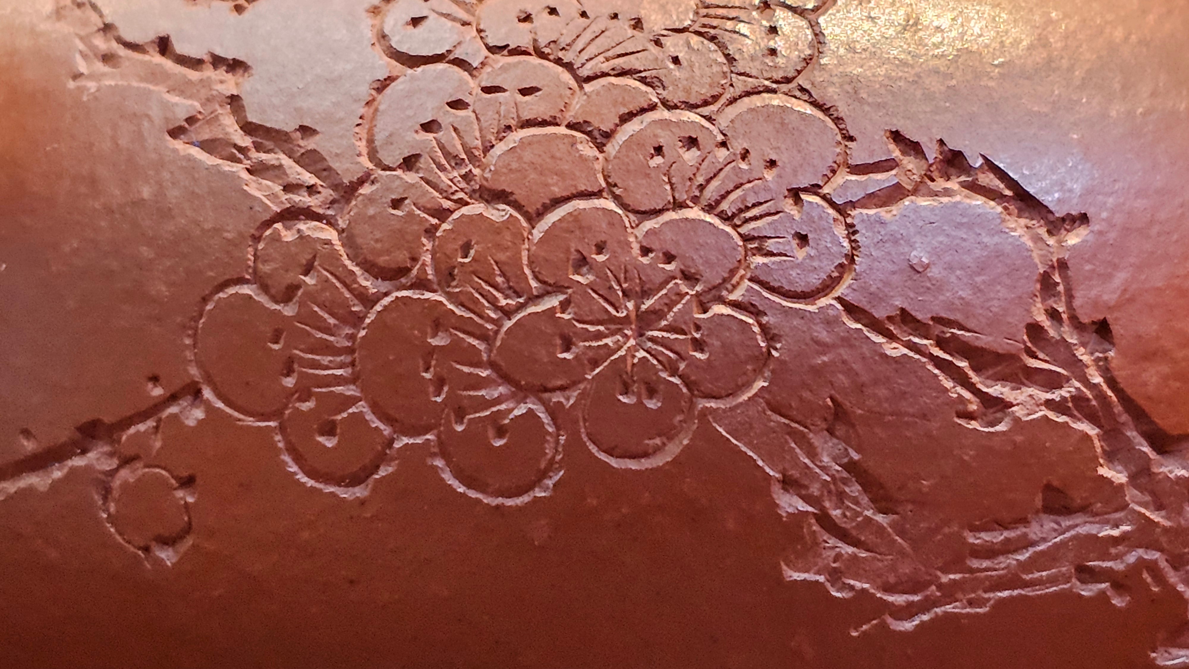 Li Xing 梨形, 171.5ml, Xiao Mei Yao Zhu Ni 小煤窑朱泥 by our Collaborative Craftsman Zhai Yi Yao 翟一耀。Plum Blossoms Engraving 梅花刻绘, 与 "暗香疏影" by Craftsman Yi De Shu 一德书。~ Congratulations to Mr E.P., 1826hrs 10th Apr, Holyoke, MA.