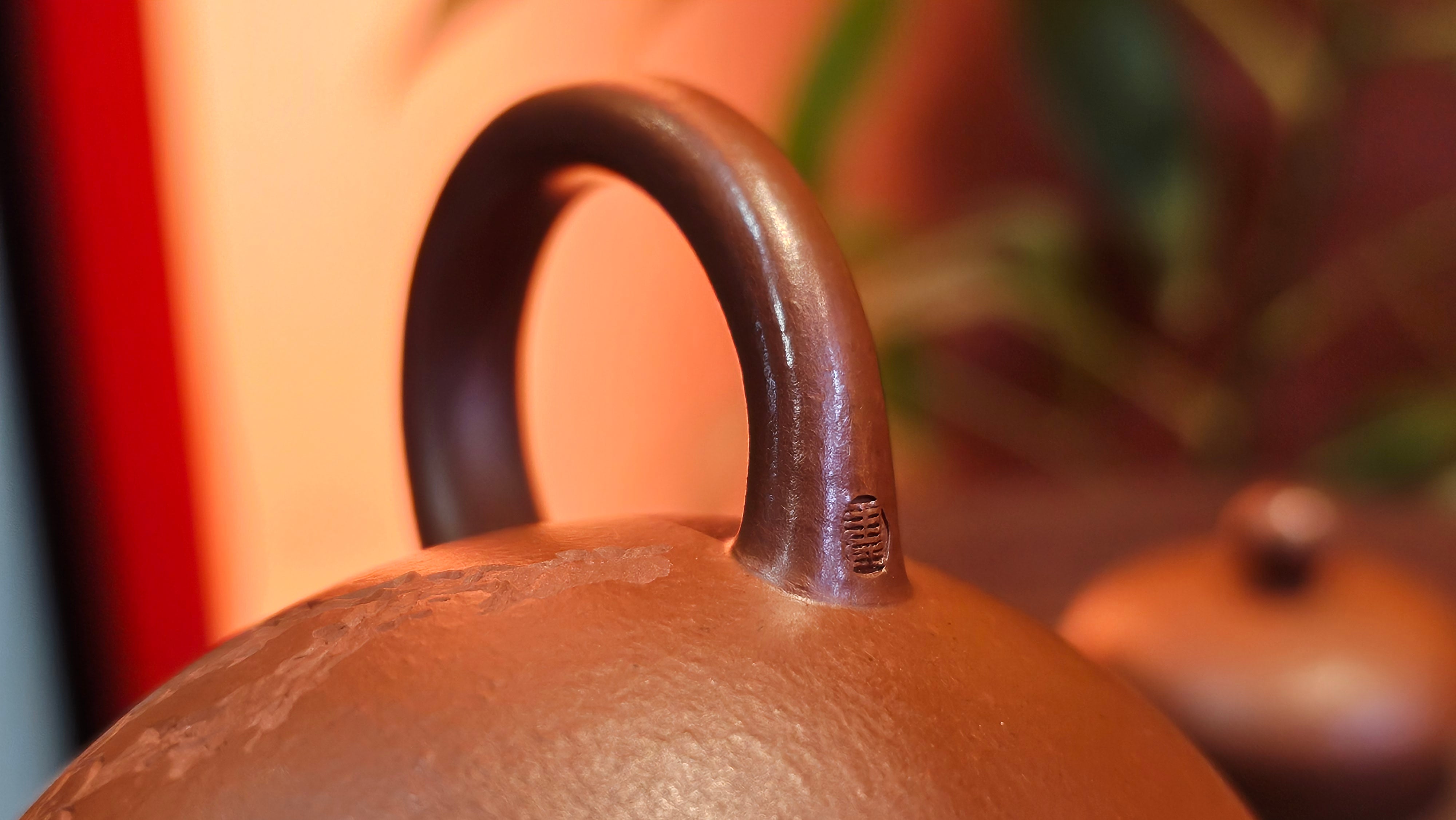 Li Xing 梨形, 171.5ml, Xiao Mei Yao Zhu Ni 小煤窑朱泥 by our Collaborative Craftsman Zhai Yi Yao 翟一耀。Plum Blossoms Engraving 梅花刻绘, 与 "暗香疏影" by Craftsman Yi De Shu 一德书。~ Congratulations to Mr E.P., 1826hrs 10th Apr, Holyoke, MA.