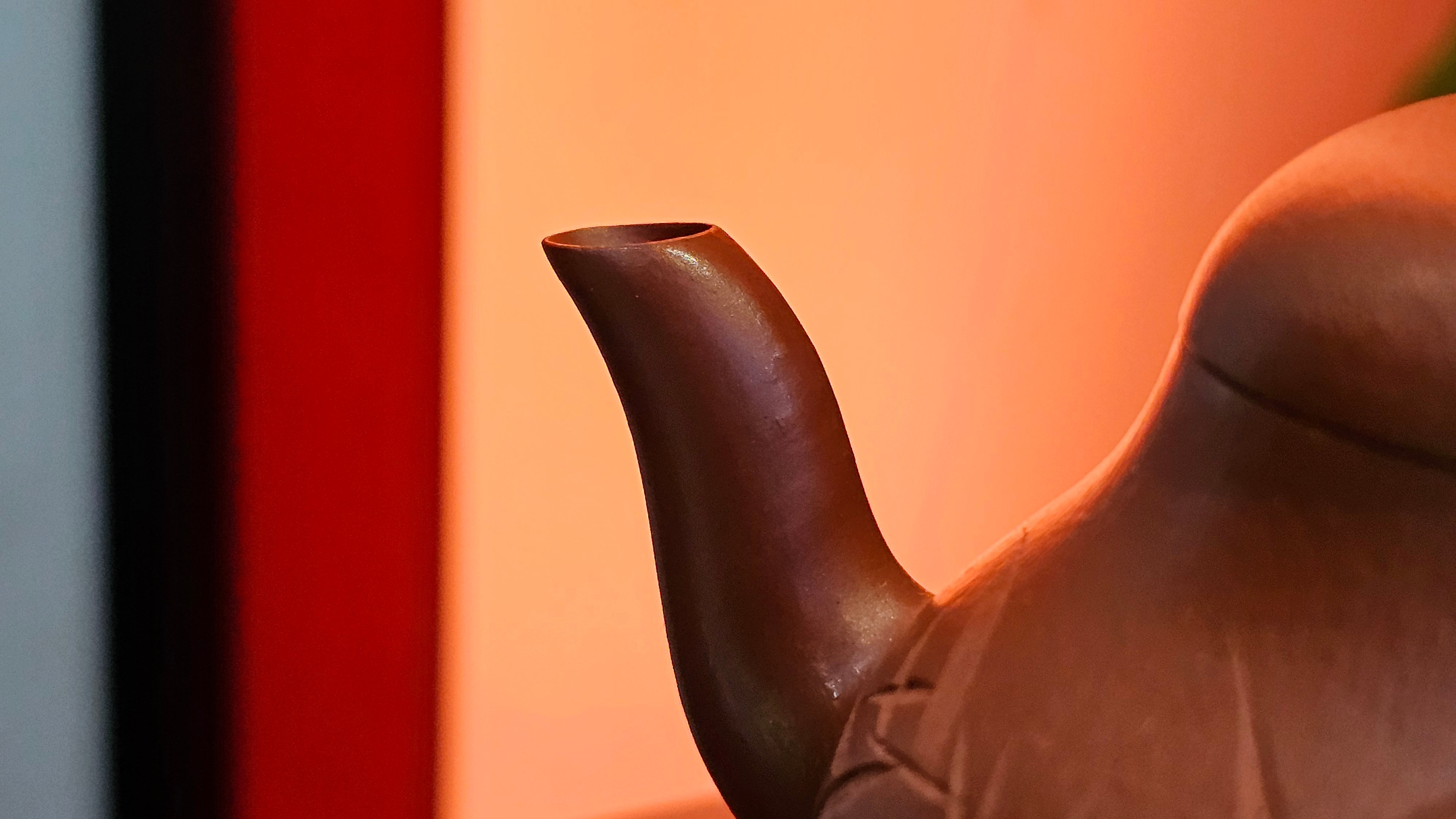 Li Xing 梨形, 166.5ml, Xiao Mei Yao Zhu Ni 小煤窑朱泥 by our Collaborative Craftsman Zhai Yi Yao 翟一耀。"竹韵茶香", 竹刻绘, Engraving of Bamboos and Calligraphy, by Craftsman Yi De Shu 一德书 ~ Congratulations to Mr R.V., 1054hrs 12th Apr, Garden Grove, CA.