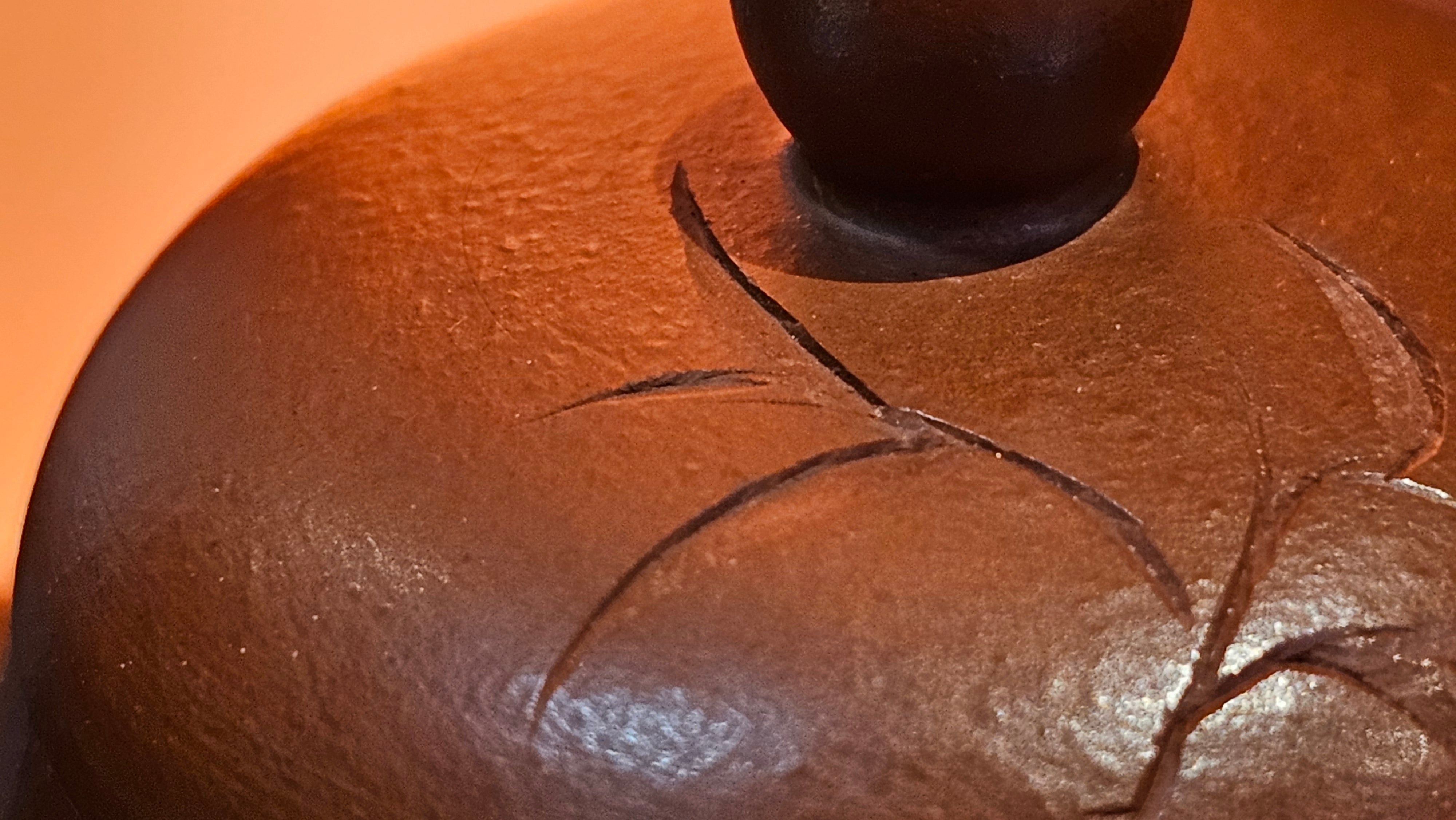 Li Xing 梨形, 166.5ml, Xiao Mei Yao Zhu Ni 小煤窑朱泥 by our Collaborative Craftsman Zhai Yi Yao 翟一耀。"竹韵茶香", 竹刻绘, Engraving of Bamboos and Calligraphy, by Craftsman Yi De Shu 一德书 ~ Congratulations to Mr R.V., 1054hrs 12th Apr, Garden Grove, CA.