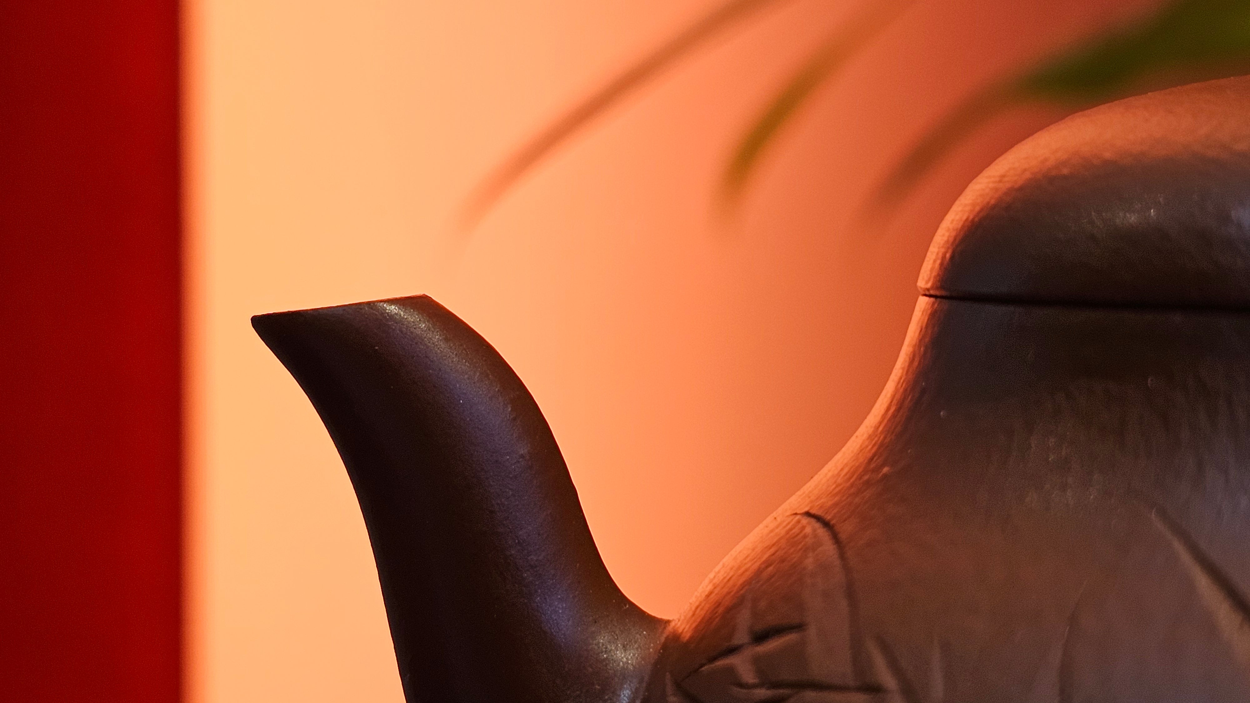 Li Xing 梨形, 166.5ml, Xiao Mei Yao Zhu Ni 小煤窑朱泥 by our Collaborative Craftsman Zhai Yi Yao 翟一耀。"竹韵茶香", 竹刻绘, Engraving of Bamboos and Calligraphy, by Craftsman Yi De Shu 一德书 ~ Congratulations to Mr R.V., 1054hrs 12th Apr, Garden Grove, CA.