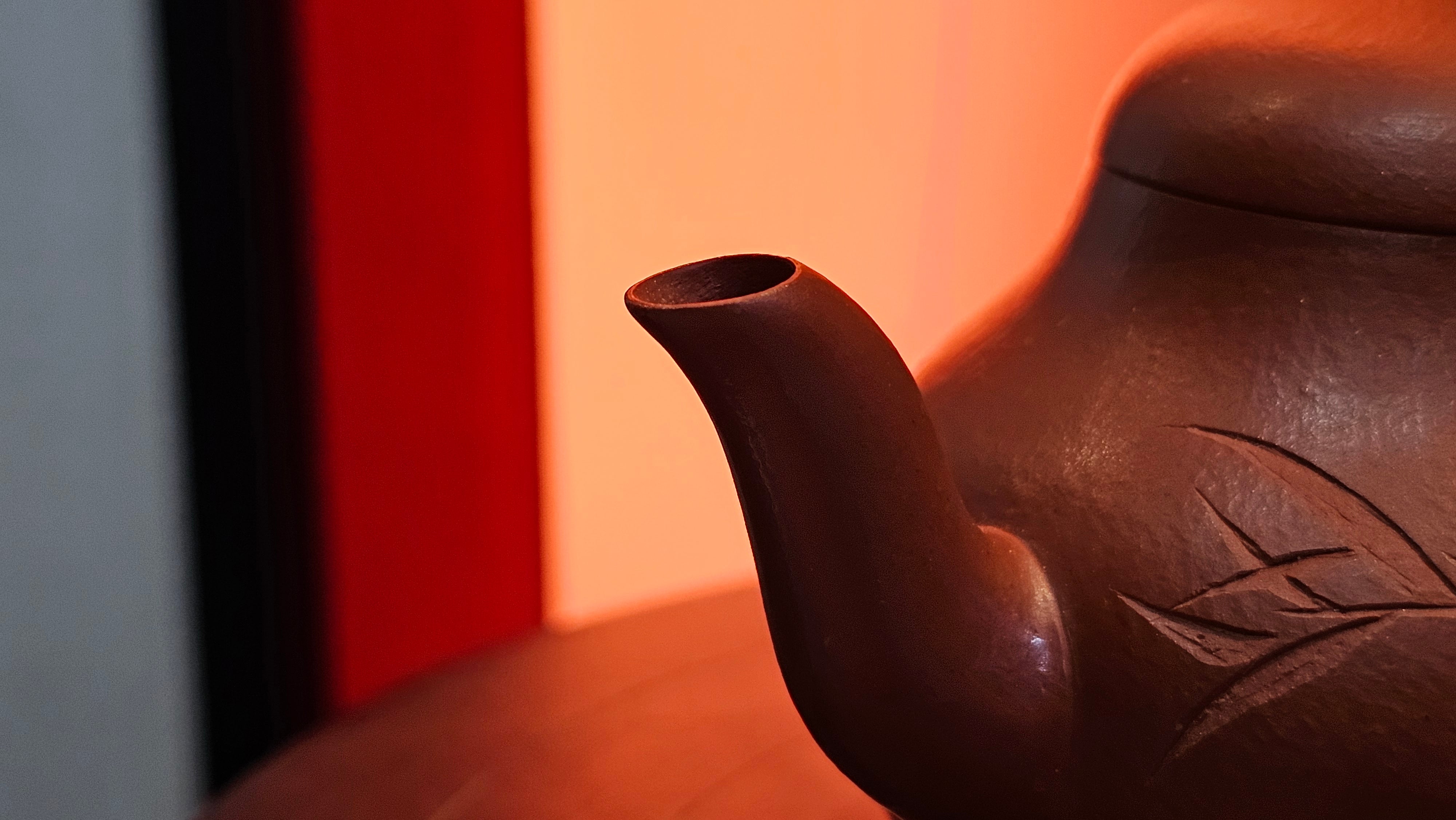 Li Xing 梨形, 166.5ml, Xiao Mei Yao Zhu Ni 小煤窑朱泥 by our Collaborative Craftsman Zhai Yi Yao 翟一耀。"竹韵茶香", 竹刻绘, Engraving of Bamboos and Calligraphy, by Craftsman Yi De Shu 一德书 ~ Congratulations to Mr R.V., 1054hrs 12th Apr, Garden Grove, CA.