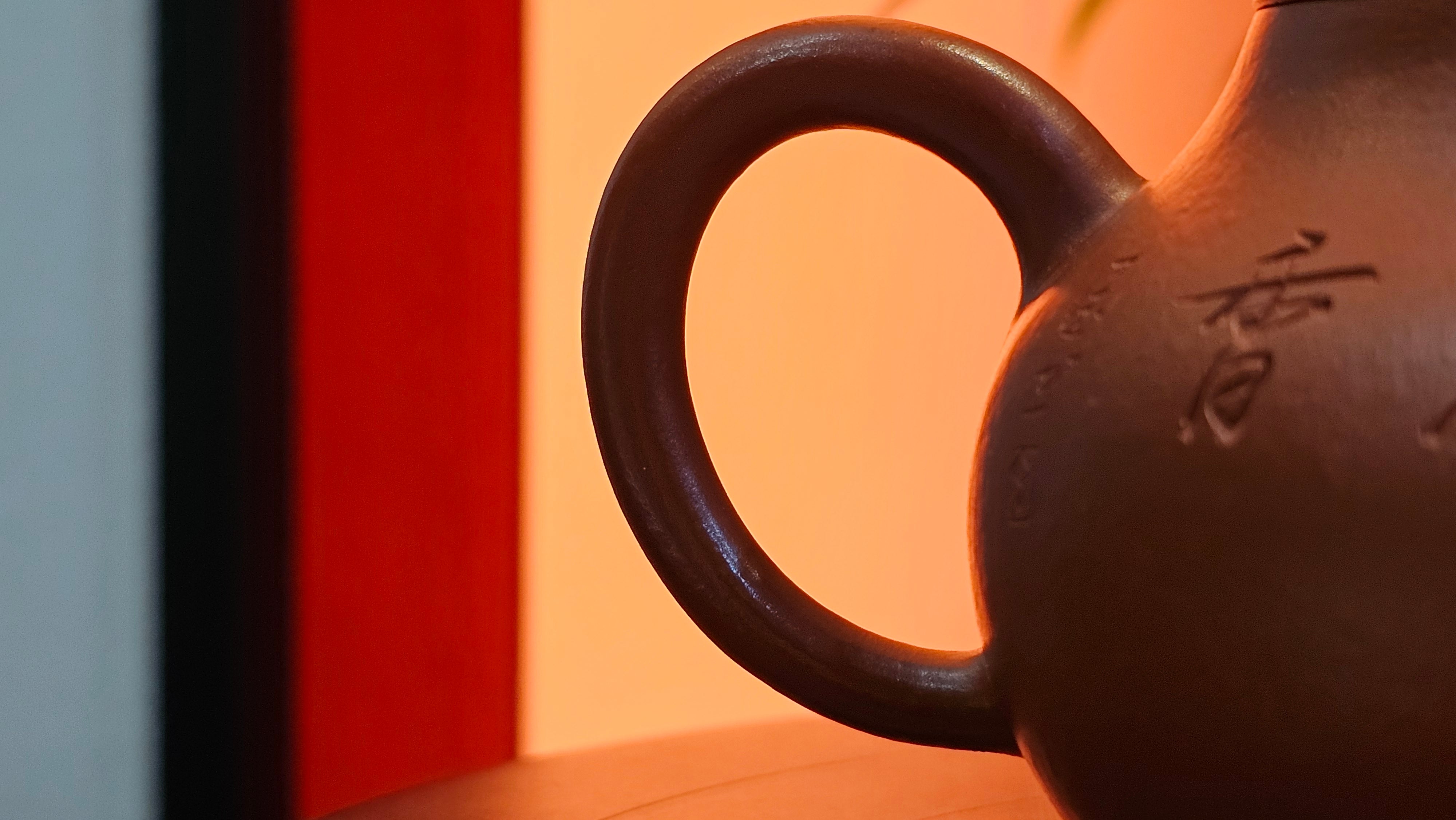 Li Xing 梨形, 166.5ml, Xiao Mei Yao Zhu Ni 小煤窑朱泥 by our Collaborative Craftsman Zhai Yi Yao 翟一耀。"竹韵茶香", 竹刻绘, Engraving of Bamboos and Calligraphy, by Craftsman Yi De Shu 一德书 ~ Congratulations to Mr R.V., 1054hrs 12th Apr, Garden Grove, CA.