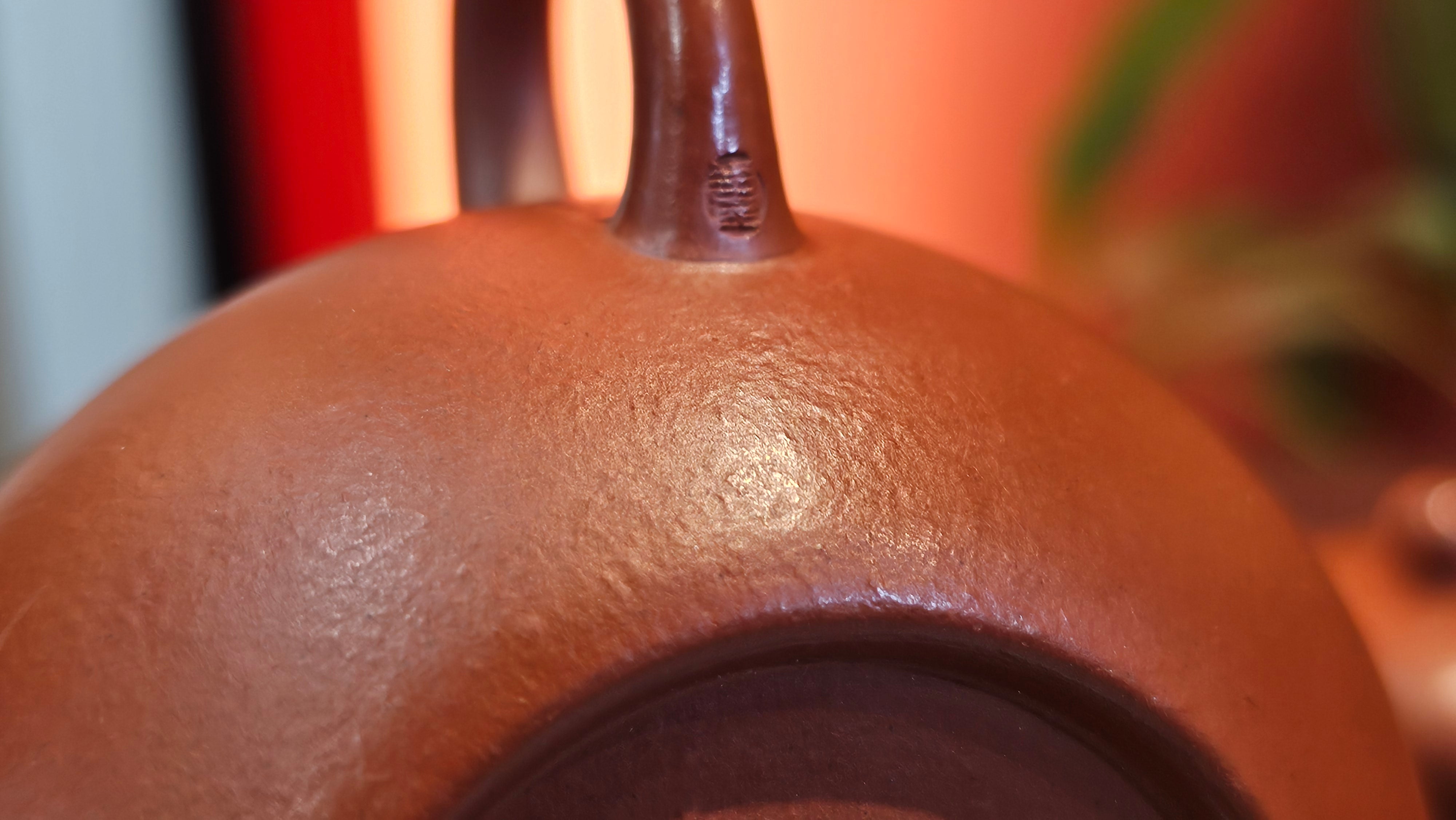 Li Xing 梨形, 166.5ml, Xiao Mei Yao Zhu Ni 小煤窑朱泥 by our Collaborative Craftsman Zhai Yi Yao 翟一耀。"竹韵茶香", 竹刻绘, Engraving of Bamboos and Calligraphy, by Craftsman Yi De Shu 一德书 ~ Congratulations to Mr R.V., 1054hrs 12th Apr, Garden Grove, CA.