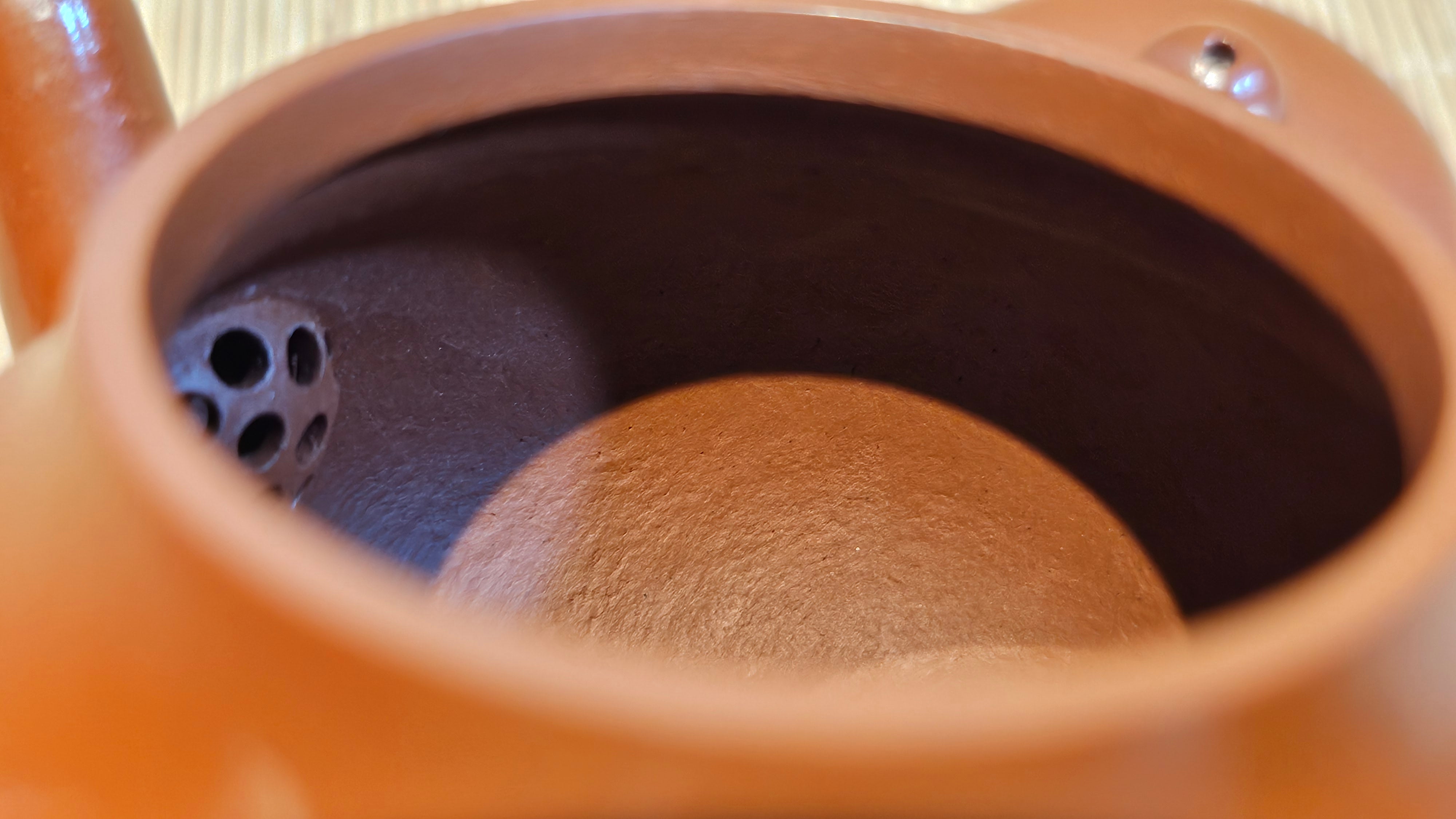 Li Xing 梨形, 166.5ml, Xiao Mei Yao Zhu Ni 小煤窑朱泥 by our Collaborative Craftsman Zhai Yi Yao 翟一耀。"竹韵茶香", 竹刻绘, Engraving of Bamboos and Calligraphy, by Craftsman Yi De Shu 一德书 ~ Congratulations to Mr R.V., 1054hrs 12th Apr, Garden Grove, CA.