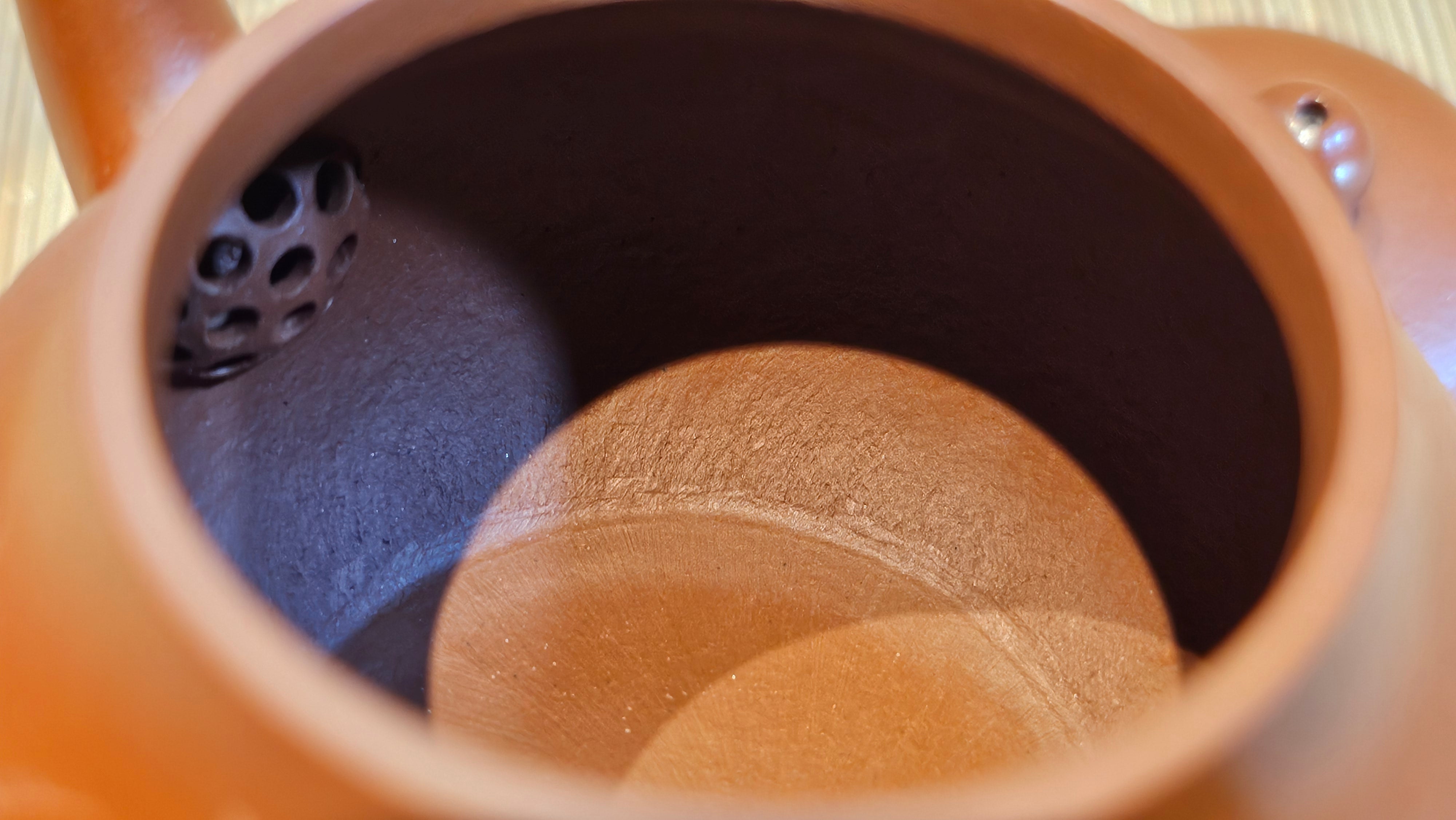 Li Xing 梨形, 166.5ml, Xiao Mei Yao Zhu Ni 小煤窑朱泥 by our Collaborative Craftsman Zhai Yi Yao 翟一耀。"竹韵茶香", 竹刻绘, Engraving of Bamboos and Calligraphy, by Craftsman Yi De Shu 一德书 ~ Congratulations to Mr R.V., 1054hrs 12th Apr, Garden Grove, CA.