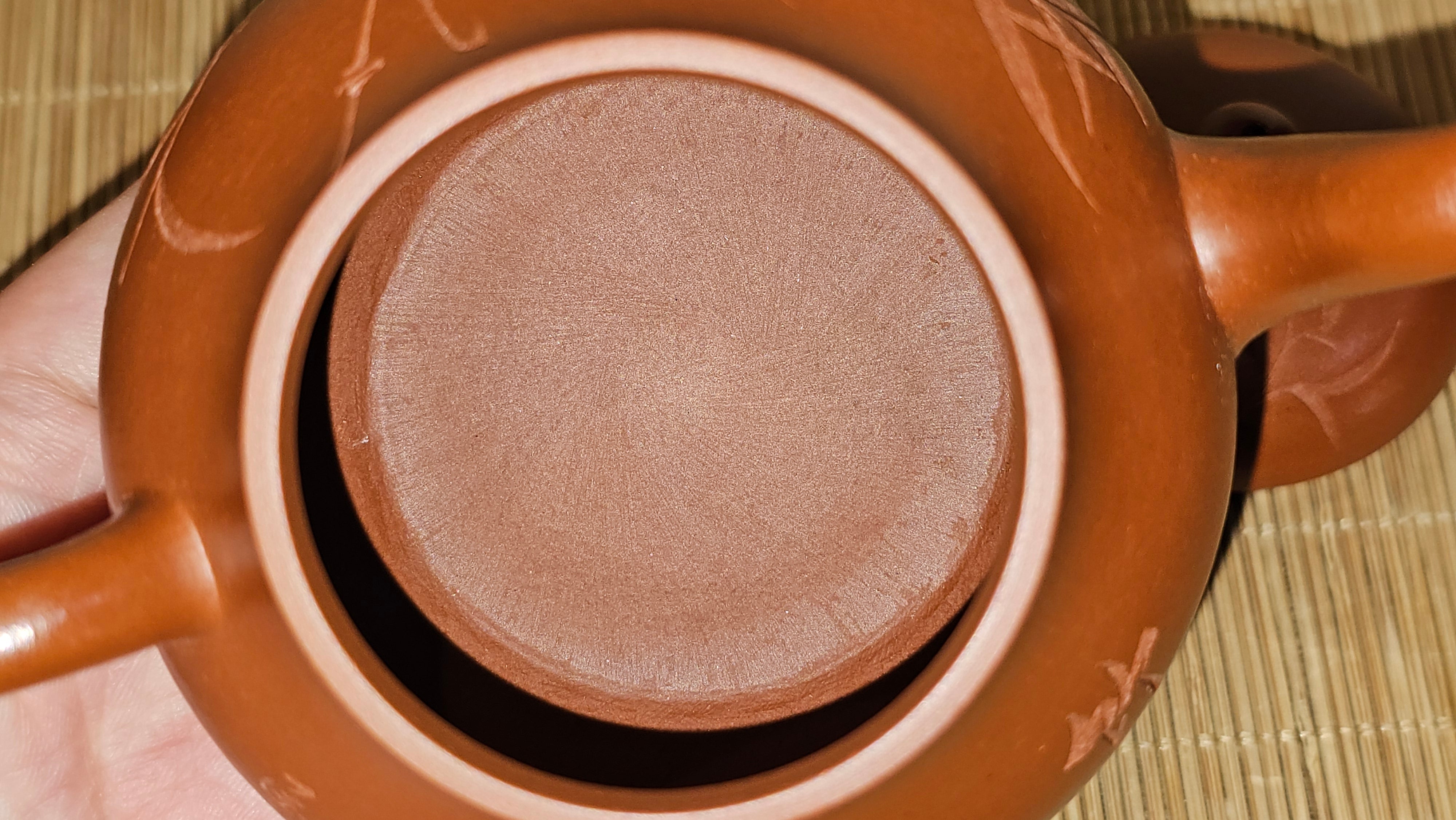 Li Xing 梨形, 166.5ml, Xiao Mei Yao Zhu Ni 小煤窑朱泥 by our Collaborative Craftsman Zhai Yi Yao 翟一耀。"竹韵茶香", 竹刻绘, Engraving of Bamboos and Calligraphy, by Craftsman Yi De Shu 一德书 ~ Congratulations to Mr R.V., 1054hrs 12th Apr, Garden Grove, CA.