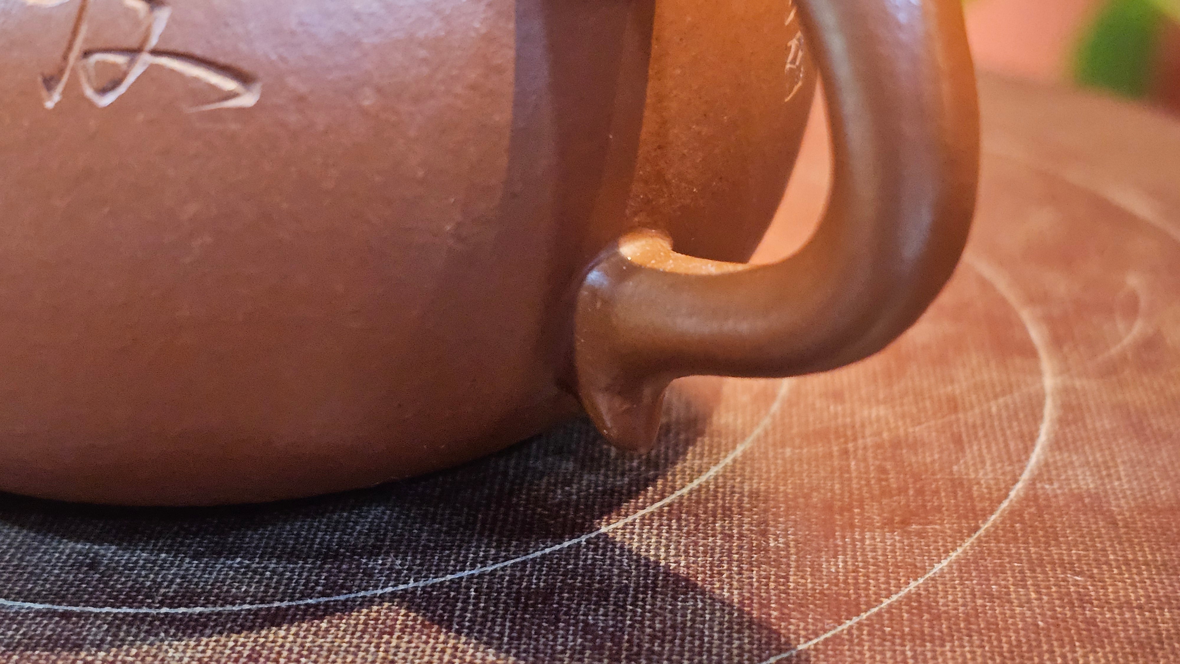 Qie Gua 茄瓜, 140.6ml, Xiao Mei Yao Zhu Ni 小煤窑朱泥,  by our Collaborative Craftsman Wang Hui 王慧, Poem Engraving by Craftsman 一德书 ~ Congratulations to Mr L.L., 1139hrs 28th Apr, Ventura, CA.