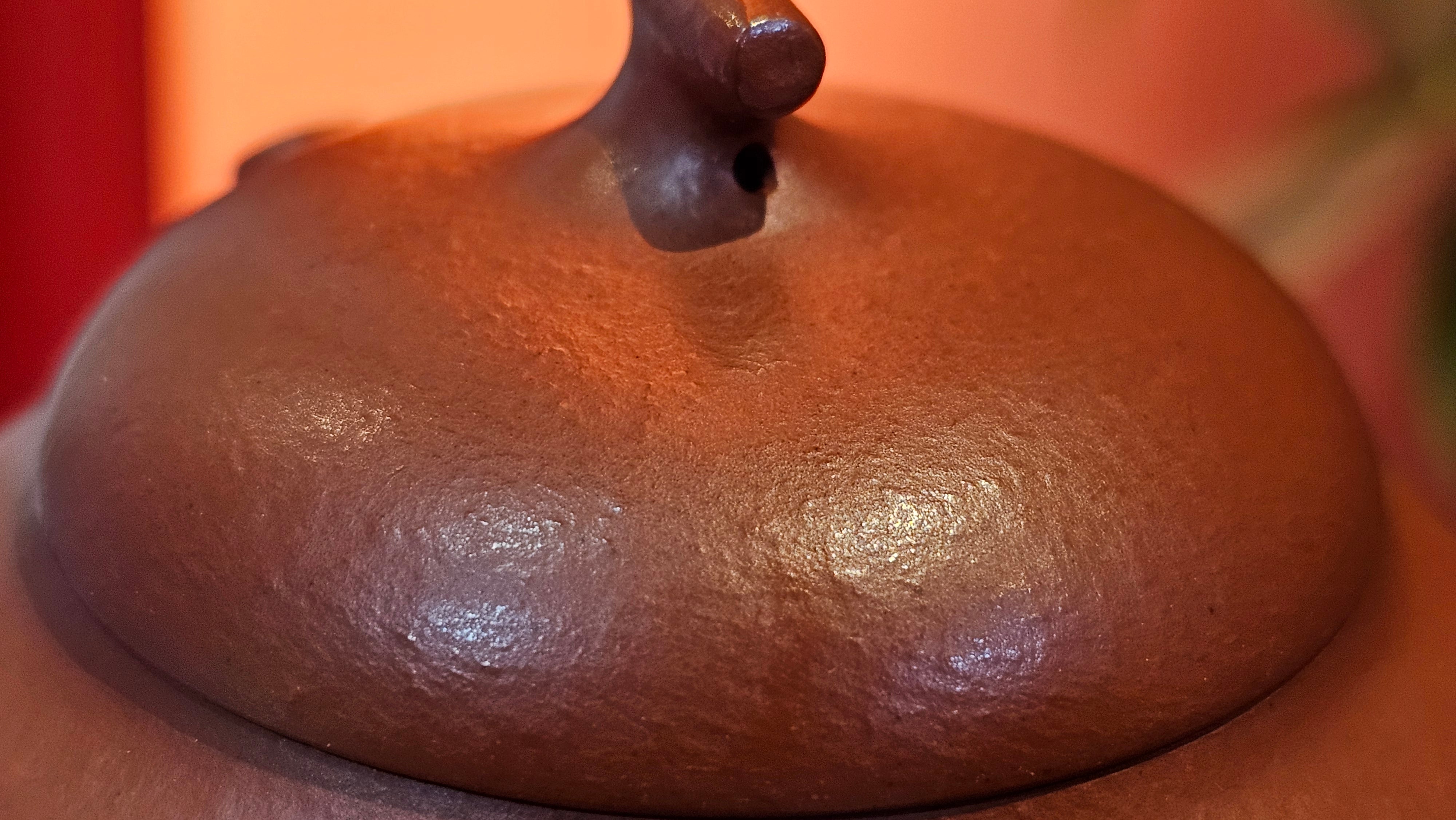 Qie Gua 茄瓜, 140.6ml, Xiao Mei Yao Zhu Ni 小煤窑朱泥,  by our Collaborative Craftsman Wang Hui 王慧, Poem Engraving by Craftsman 一德书 ~ Congratulations to Mr L.L., 1139hrs 28th Apr, Ventura, CA.