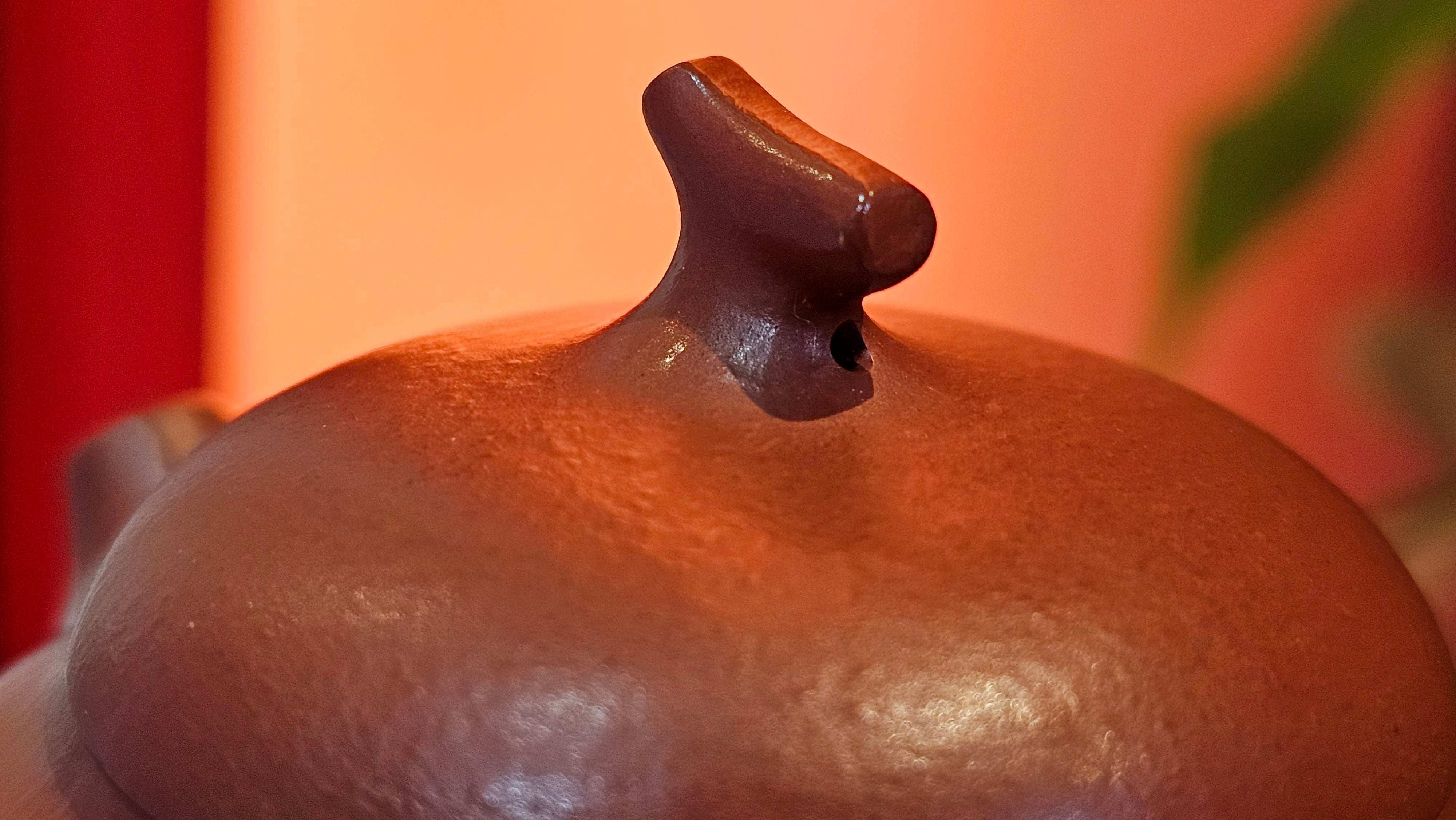 Qie Gua 茄瓜, 140.6ml, Xiao Mei Yao Zhu Ni 小煤窑朱泥,  by our Collaborative Craftsman Wang Hui 王慧, Poem Engraving by Craftsman 一德书 ~ Congratulations to Mr L.L., 1139hrs 28th Apr, Ventura, CA.