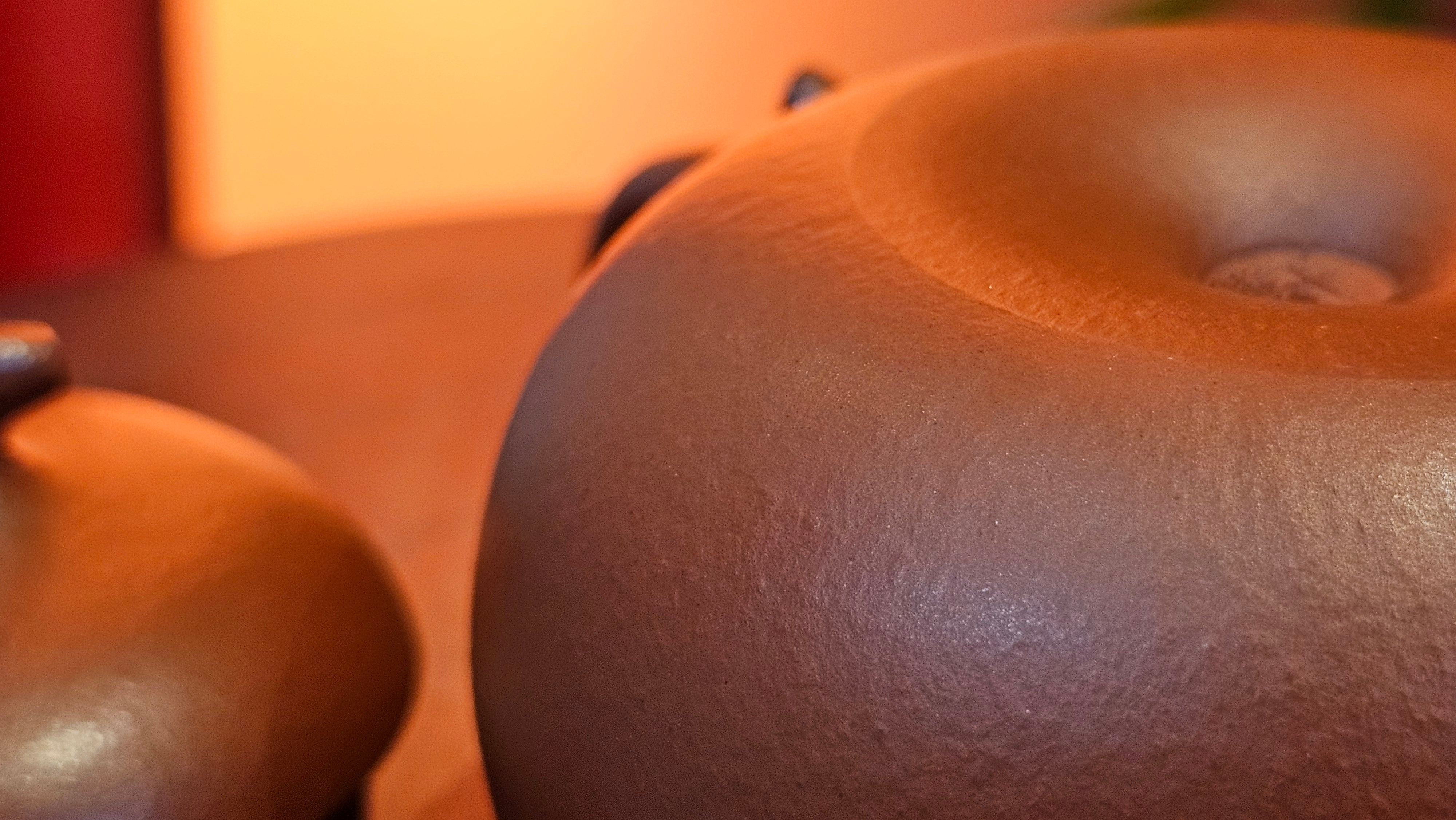 Qie Gua 茄瓜, 140.6ml, Xiao Mei Yao Zhu Ni 小煤窑朱泥,  by our Collaborative Craftsman Wang Hui 王慧, Poem Engraving by Craftsman 一德书 ~ Congratulations to Mr L.L., 1139hrs 28th Apr, Ventura, CA.