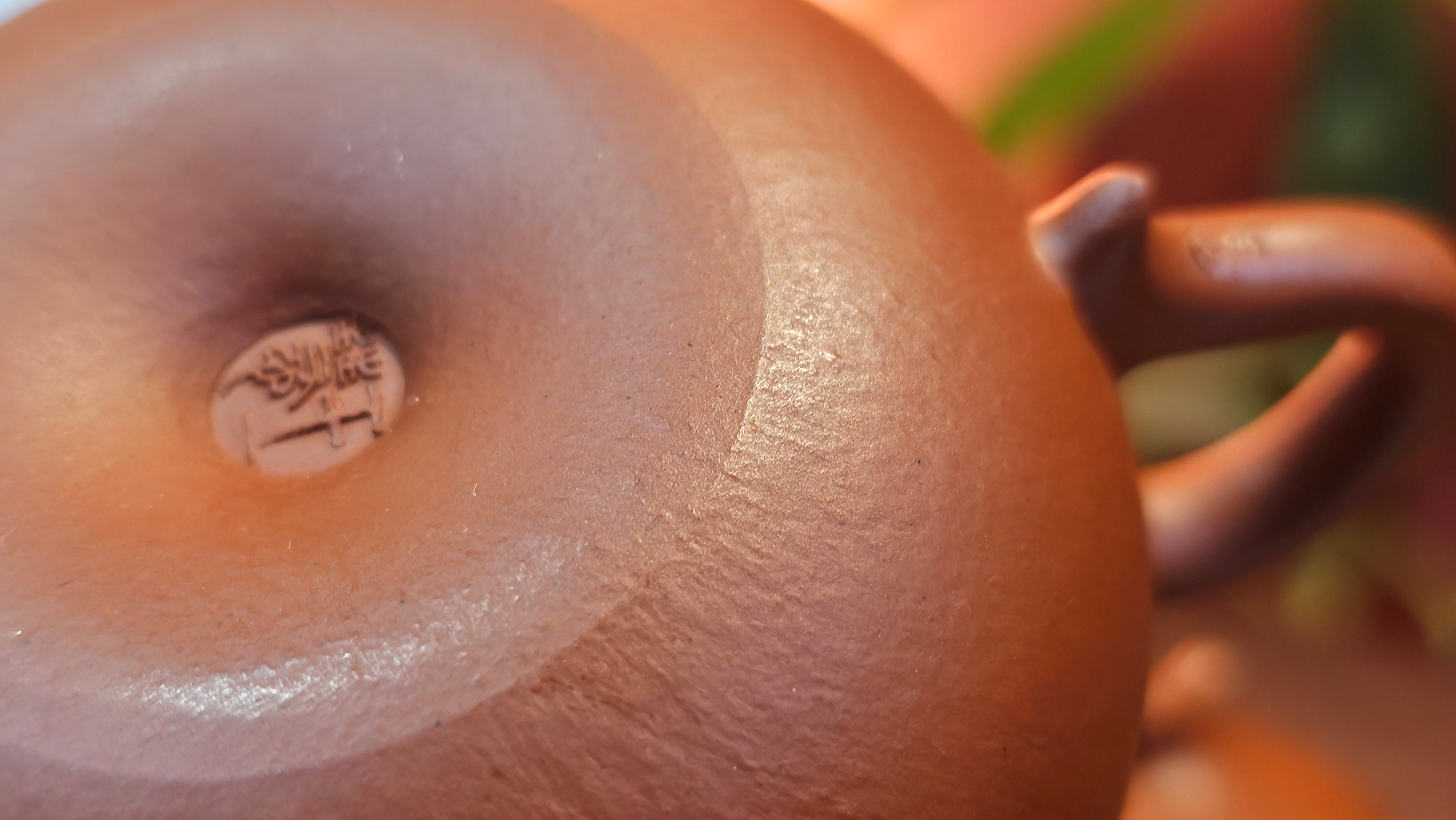 Qie Gua 茄瓜, 140.6ml, Xiao Mei Yao Zhu Ni 小煤窑朱泥,  by our Collaborative Craftsman Wang Hui 王慧, Poem Engraving by Craftsman 一德书 ~ Congratulations to Mr L.L., 1139hrs 28th Apr, Ventura, CA.