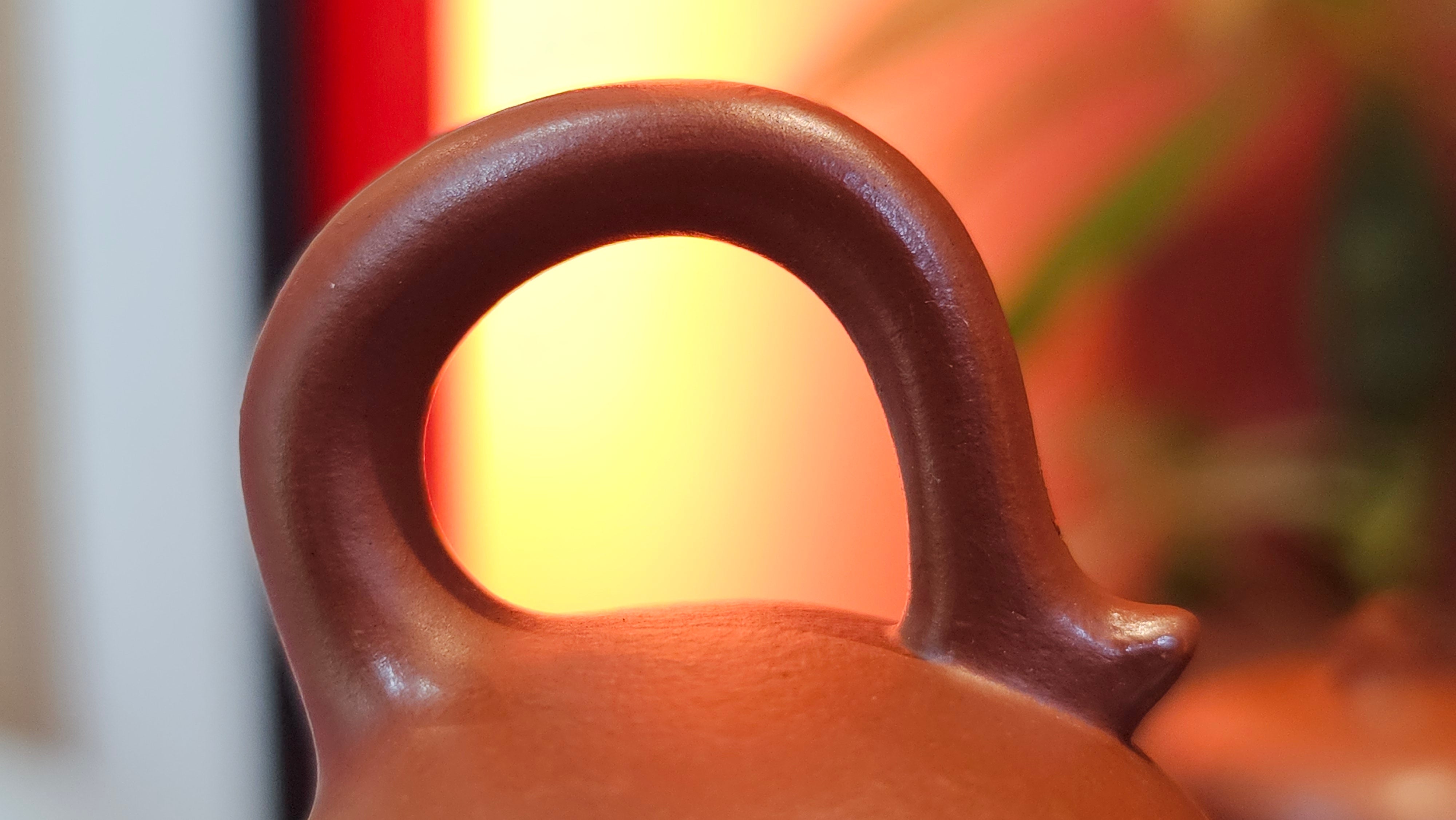 Qie Gua 茄瓜, 140.6ml, Xiao Mei Yao Zhu Ni 小煤窑朱泥,  by our Collaborative Craftsman Wang Hui 王慧, Poem Engraving by Craftsman 一德书 ~ Congratulations to Mr L.L., 1139hrs 28th Apr, Ventura, CA.