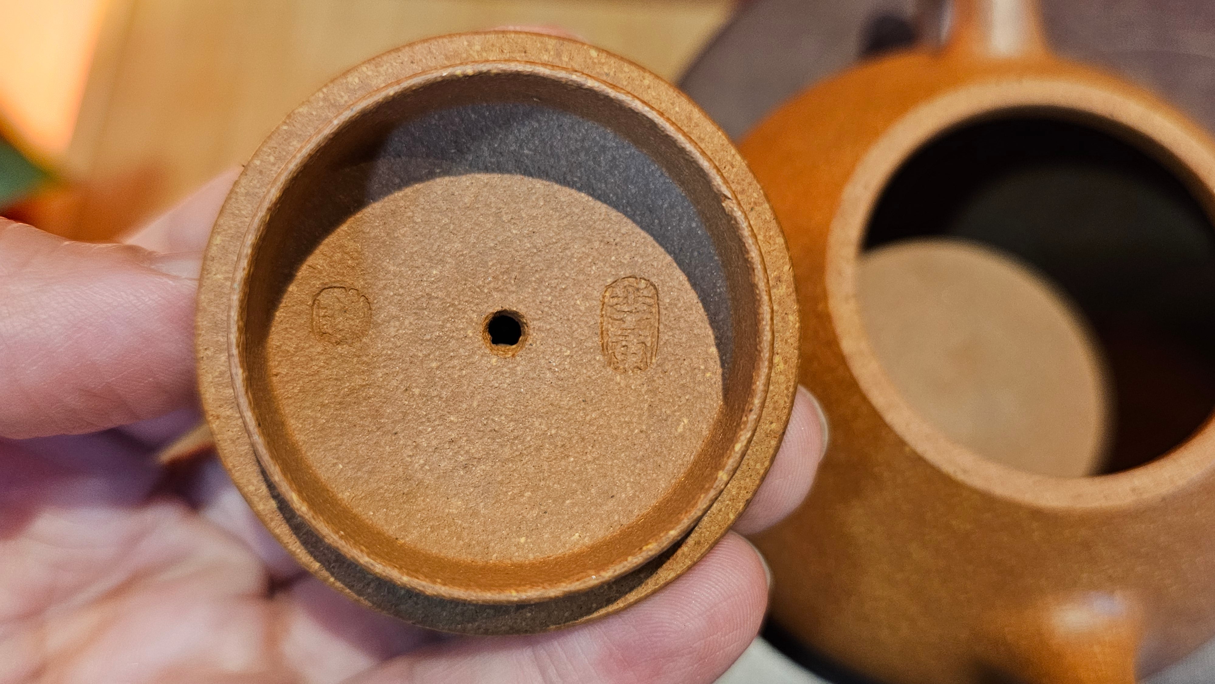 Shi Piao 石瓢 (Ping Gai Shi Piao 平盖石瓢), 154.3ml, Huang Jiang Po Ni 黄降坡泥, by our Collaborative Craftsman Chen Hua Jun 陈华军 ~ Congratulations to Ms M.L., 0117hrs 12th May 2025, Phoenix, AZ.