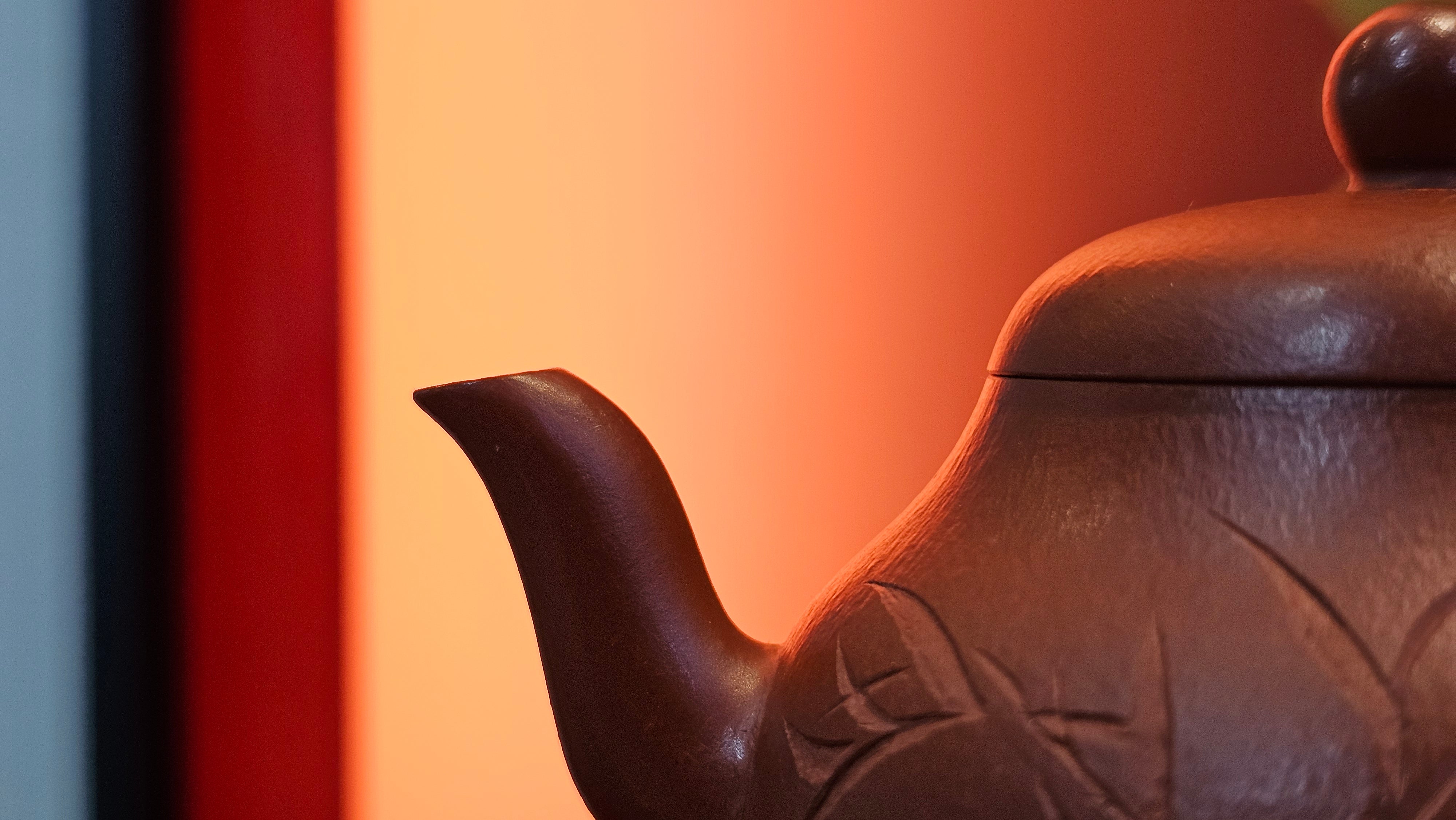 Li Xing 梨形, 170.3ml, Xiao Mei Yao Zhu Ni 小煤窑朱泥 by our Collaborative Craftsman Zhai Yi Yao 翟一耀。"竹韵茶香", 竹刻绘, Engraving of Bamboos and Calligraphy, by Craftsman Yi De Shu 一德书 ~ Congratulations to Mr M.P., 0019hrs 27th June 2025, Aurora, IL.