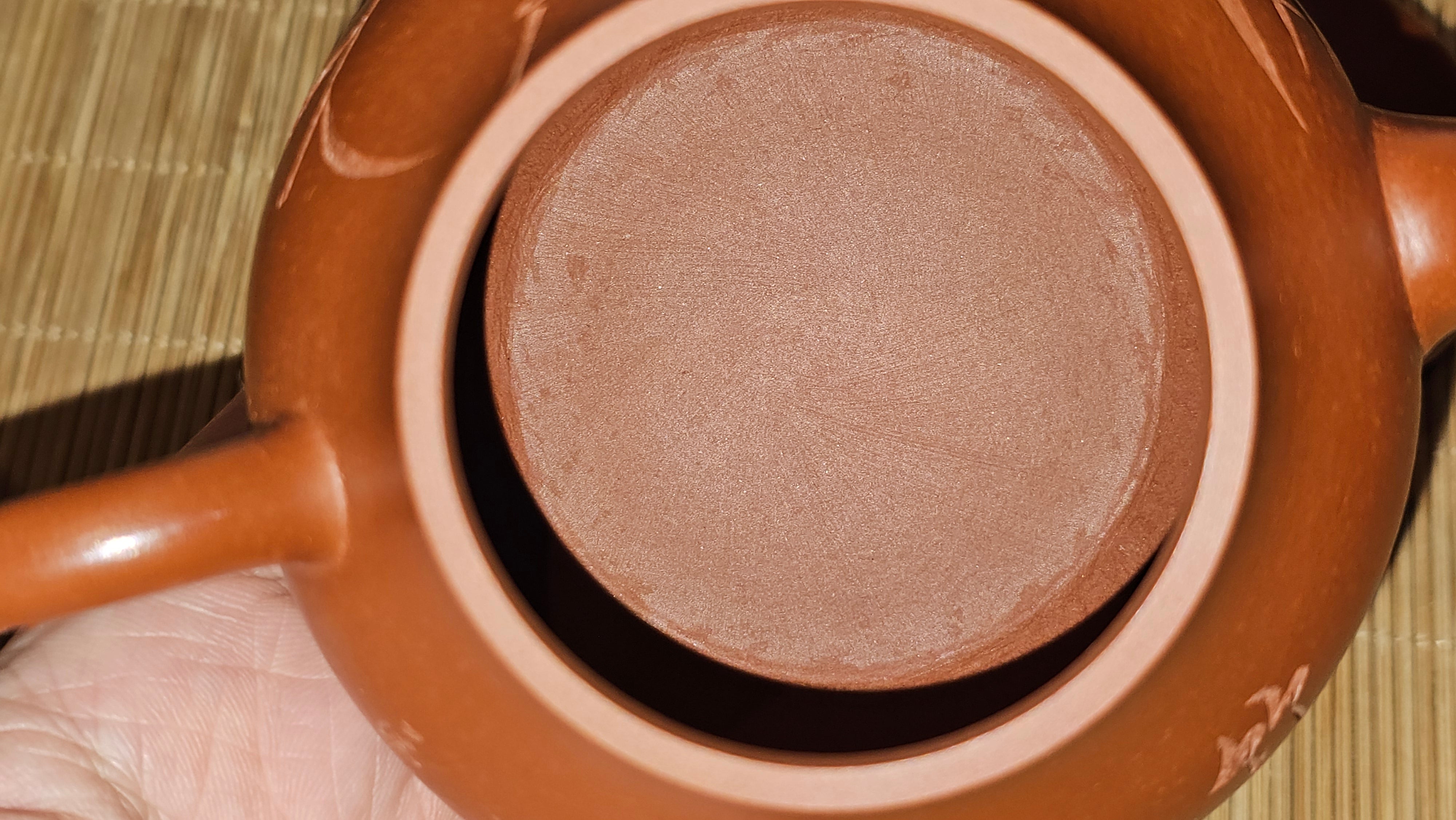 Li Xing 梨形, 170.3ml, Xiao Mei Yao Zhu Ni 小煤窑朱泥 by our Collaborative Craftsman Zhai Yi Yao 翟一耀。"竹韵茶香", 竹刻绘, Engraving of Bamboos and Calligraphy, by Craftsman Yi De Shu 一德书 ~ Congratulations to Mr M.P., 0019hrs 27th June 2025, Aurora, IL.