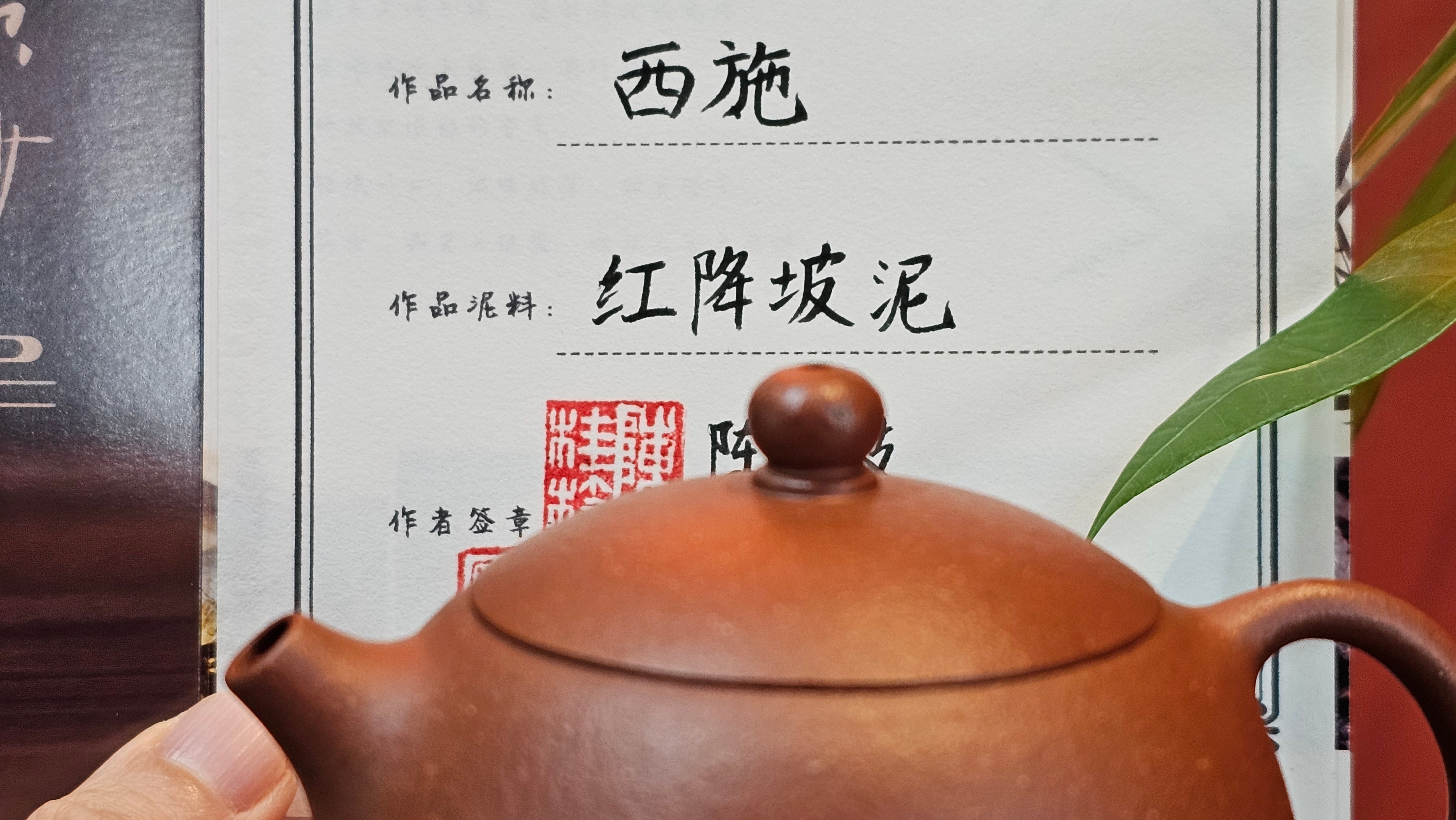 Xi Shi 西施, 137.1ml, Hong Jiang Po Ni (rarer form of Jiang Po Ni) 红降坡泥, by our Collaborative Craftsman Chen Gui Zhi 陈桂枝 ~ Congratulations to Mr M.C., 1051hrs 1st June 2025, Fresno, CA.
