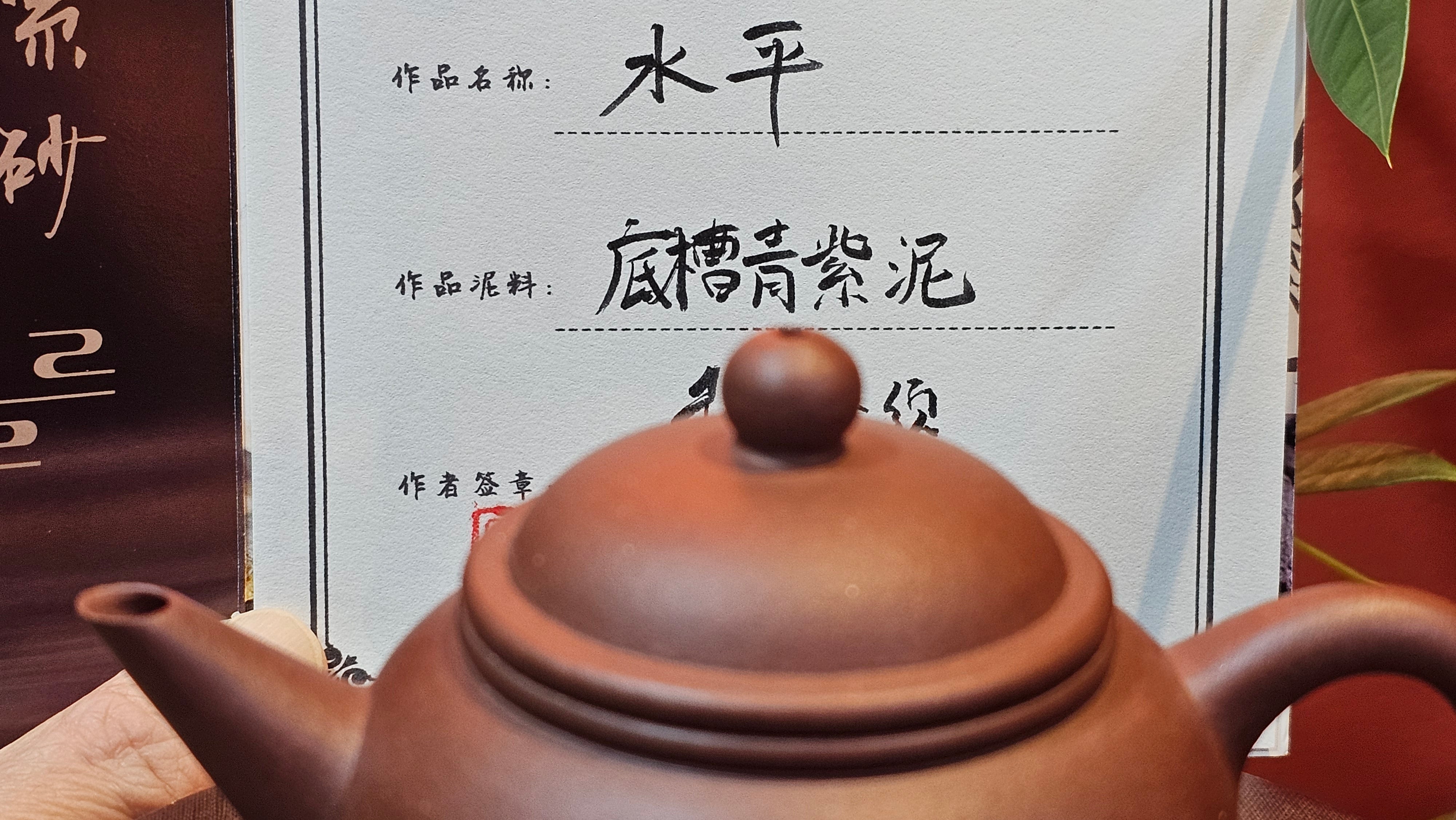 Shui Ping 水平, 163.9ml, Di Cao Qing Zi Ni 底槽青紫泥, by Craftsman Zhao Huai Xu 赵怀须。