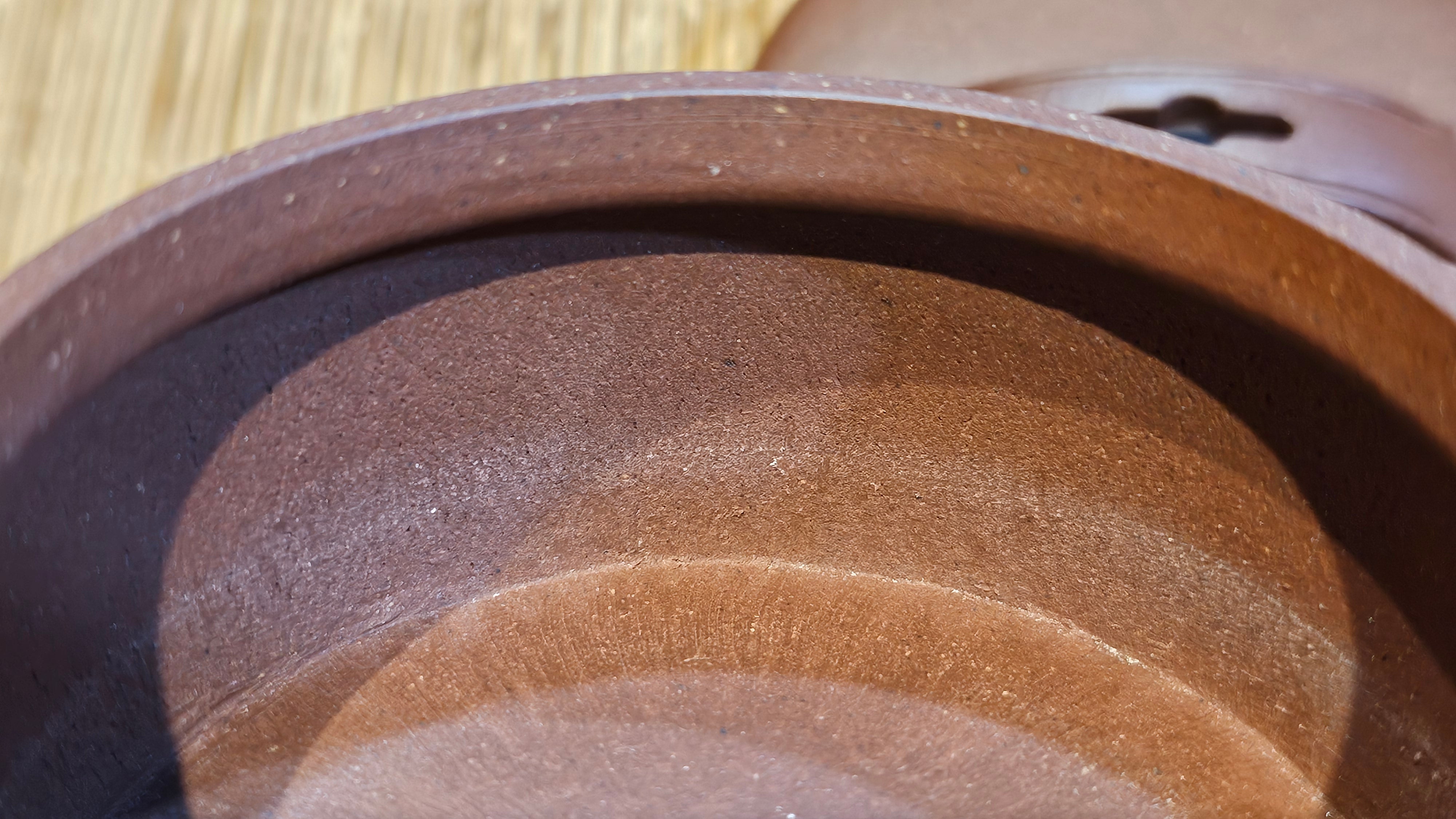 Han Wa 汉瓦, 146.5ml!  Small Volume ~ Low-Slung, Broad Han Wa!  Di Cao Qing Zi Ni 底槽青紫泥, by Craftsman Gu Xiao Ming 顾小明 ~ Congratulations to Mr K., 1900hrs 7th June 2025, San Francisco, CA.