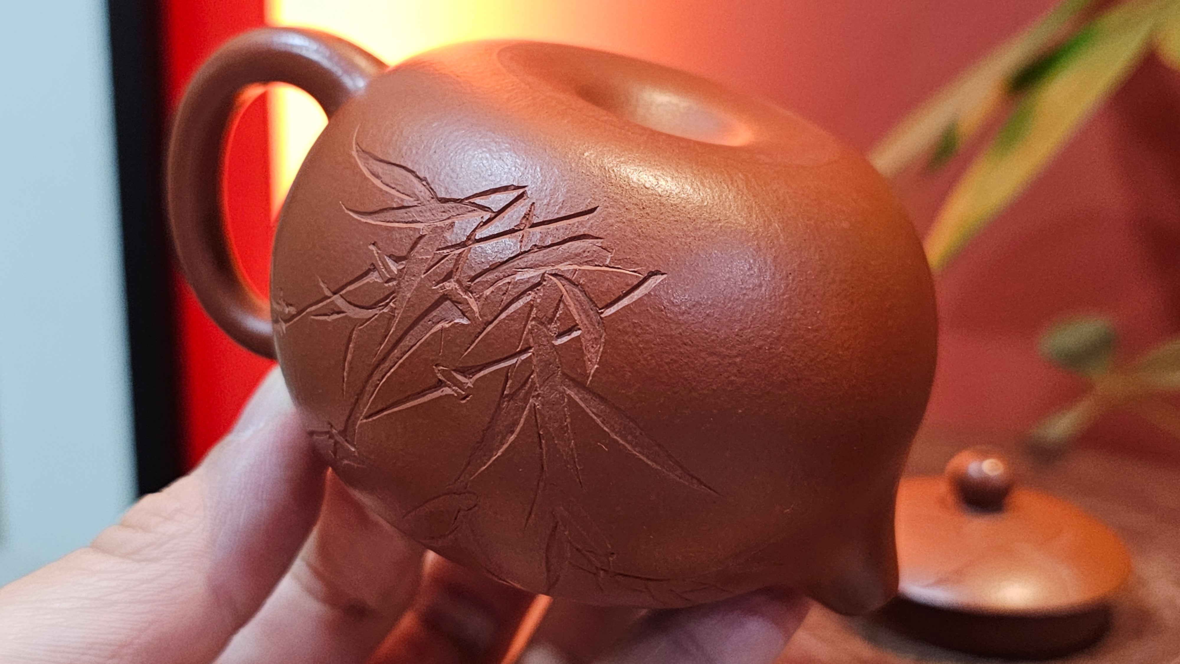 Xi Shi 西施 with Bamboo Engraving 竹刻绘, 171.3ml, Xiao Mei Yao Zhu Ni 小煤窑朱泥, by Collaborative Craftsman Zhai Yi Yao 翟一耀 and Craftsman Yi De Shu 一德书  ~ Congratulations to Mr PW., 1358hrs 12th June 2025, Kraków, Poland 🇵🇱.