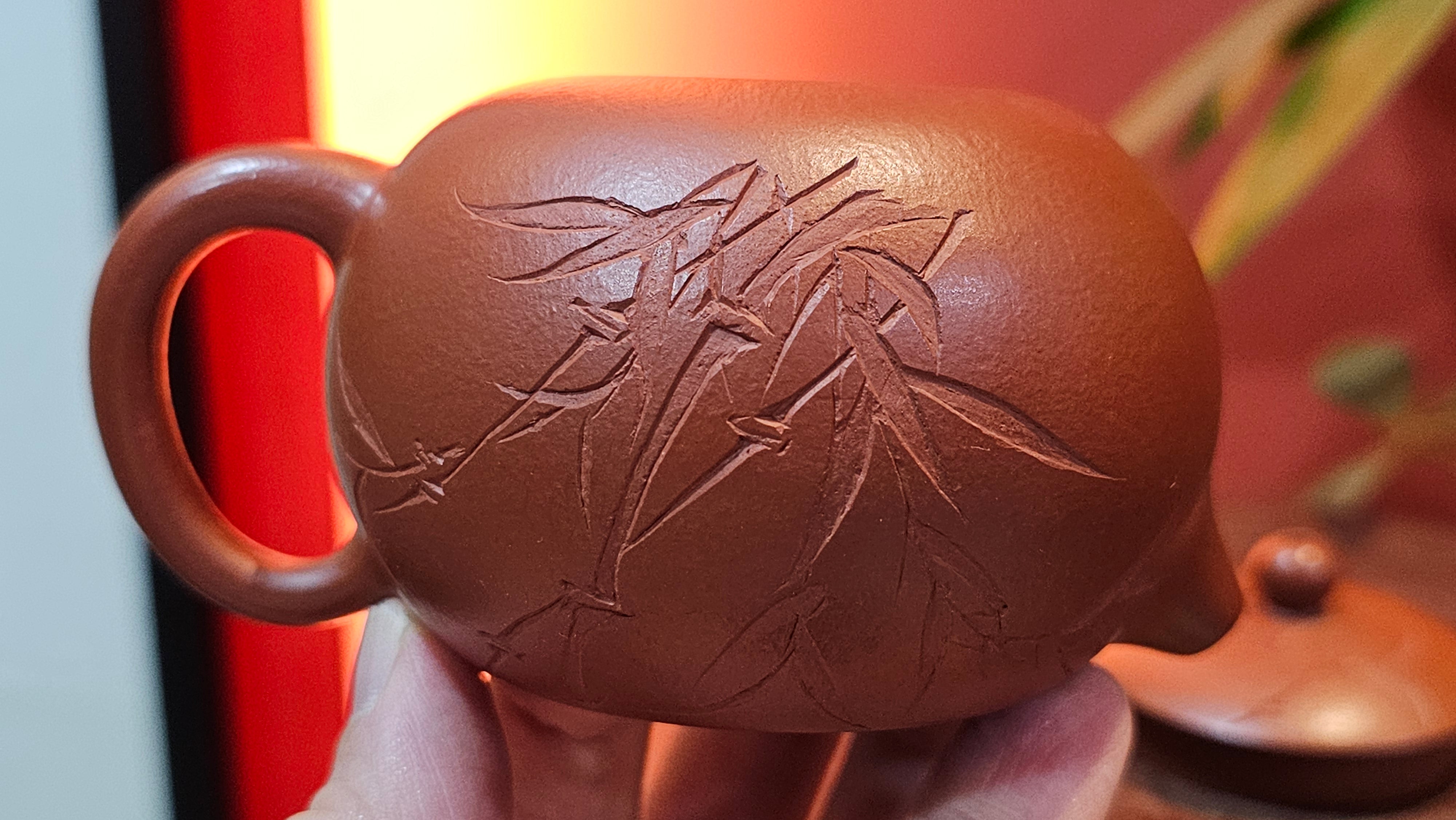 Xi Shi 西施 with Bamboo Engraving 竹刻绘, 171.3ml, Xiao Mei Yao Zhu Ni 小煤窑朱泥, by Collaborative Craftsman Zhai Yi Yao 翟一耀 and Craftsman Yi De Shu 一德书  ~ Congratulations to Mr PW., 1358hrs 12th June 2025, Kraków, Poland 🇵🇱.