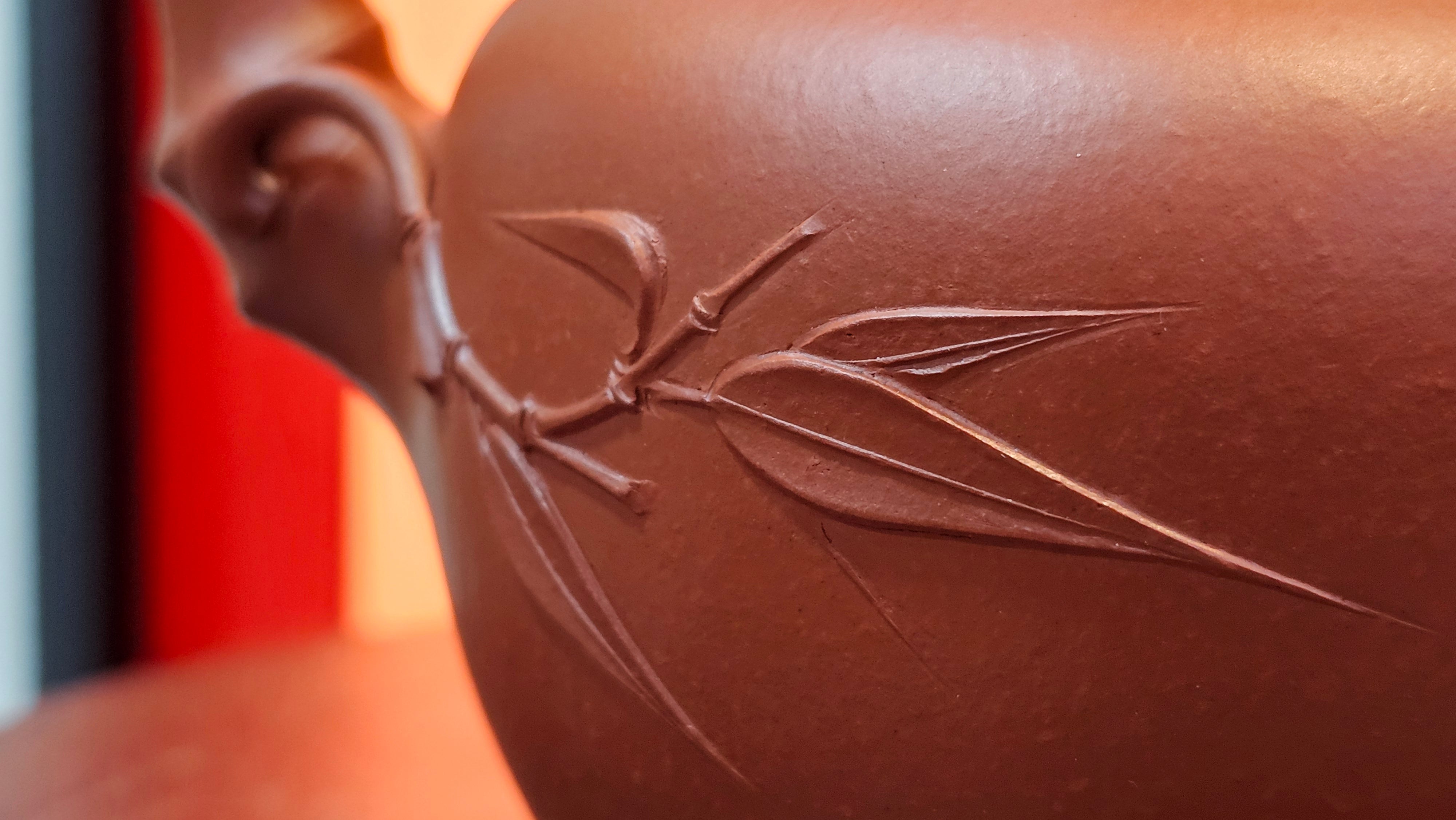 《高风亮节》"Gao Feng Liang Jie", 218.3ml, Ornate 花器! ~ Xiao Mei Yao Zhu Ni 小煤窑朱泥,  by Craftsman Shi Yun 石芸 ~ Congratulations!to Ms D.L.! 1440hrs 15th Sept 2025, Minot, ND!