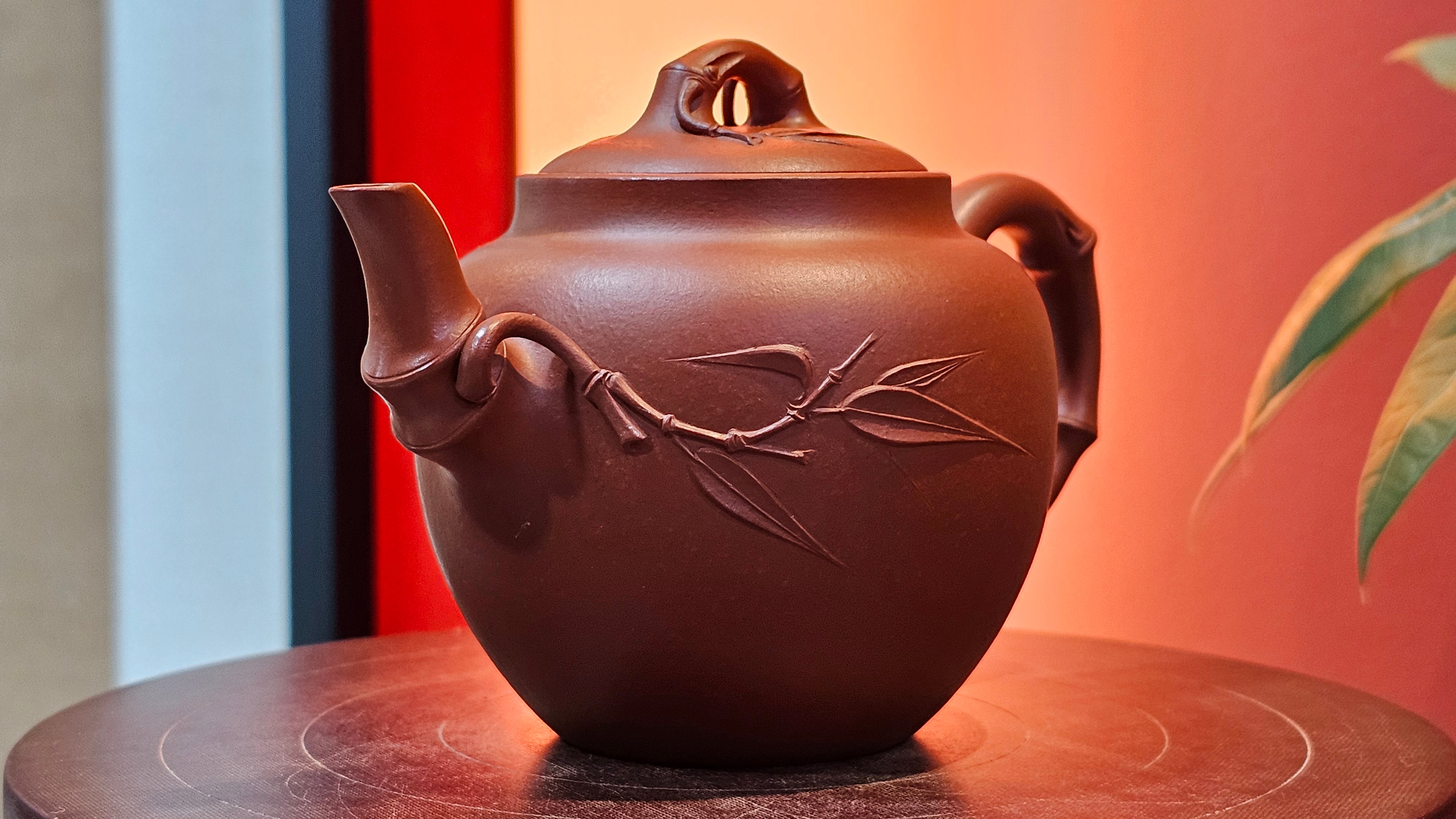 《高风亮节》"Gao Feng Liang Jie", 218.3ml, Ornate 花器! ~ Xiao Mei Yao Zhu Ni 小煤窑朱泥,  by Craftsman Shi Yun 石芸 ~ Congratulations!to Ms D.L.! 1440hrs 15th Sept 2025, Minot, ND!