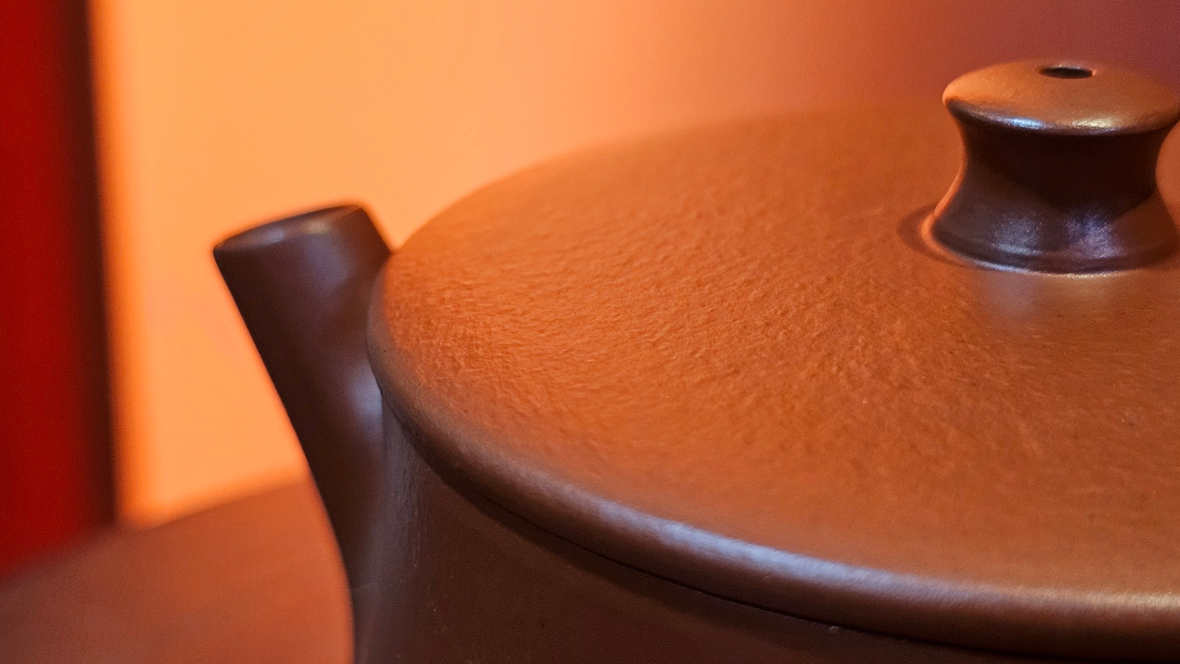 Yun Zhu 云柱 "Pillar of the Heavens", 141.8ml, Xiao Mei Yao Zhu Ni 小煤窑朱泥,  by our Collaborative Craftsman Wang Hui 王慧 ~ "劲竹凌风" and Bamboo Engraving by Craftsman Yi De Shu 一德书 ~ Congratulations to Mr D.!, 1109hrs 16th July 2025, Baldwin Park, CA.