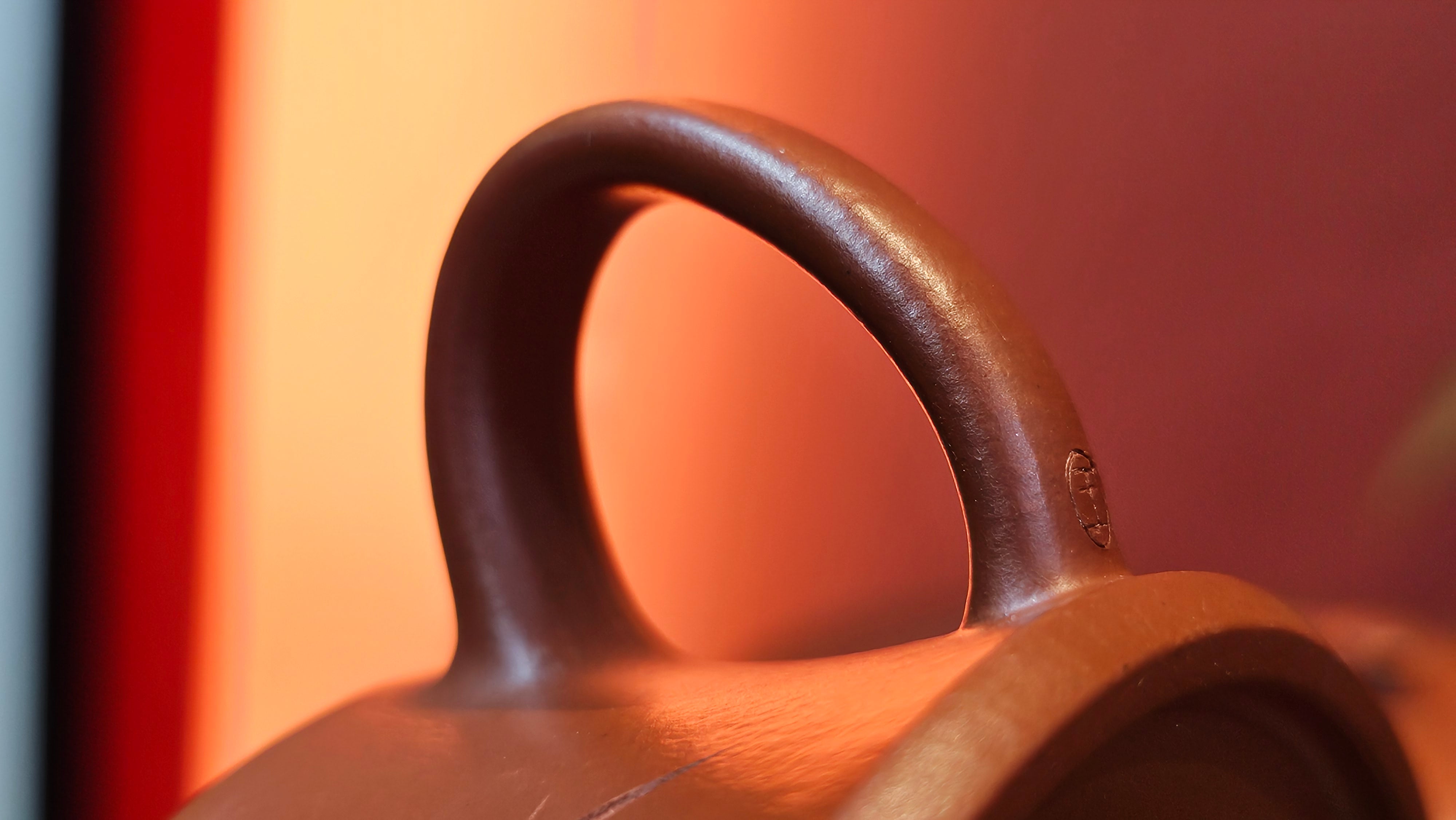 Yun Zhu 云柱 "Pillar of the Heavens", 141.8ml, Xiao Mei Yao Zhu Ni 小煤窑朱泥,  by our Collaborative Craftsman Wang Hui 王慧 ~ "劲竹凌风" and Bamboo Engraving by Craftsman Yi De Shu 一德书 ~ Congratulations to Mr D.!, 1109hrs 16th July 2025, Baldwin Park, CA.