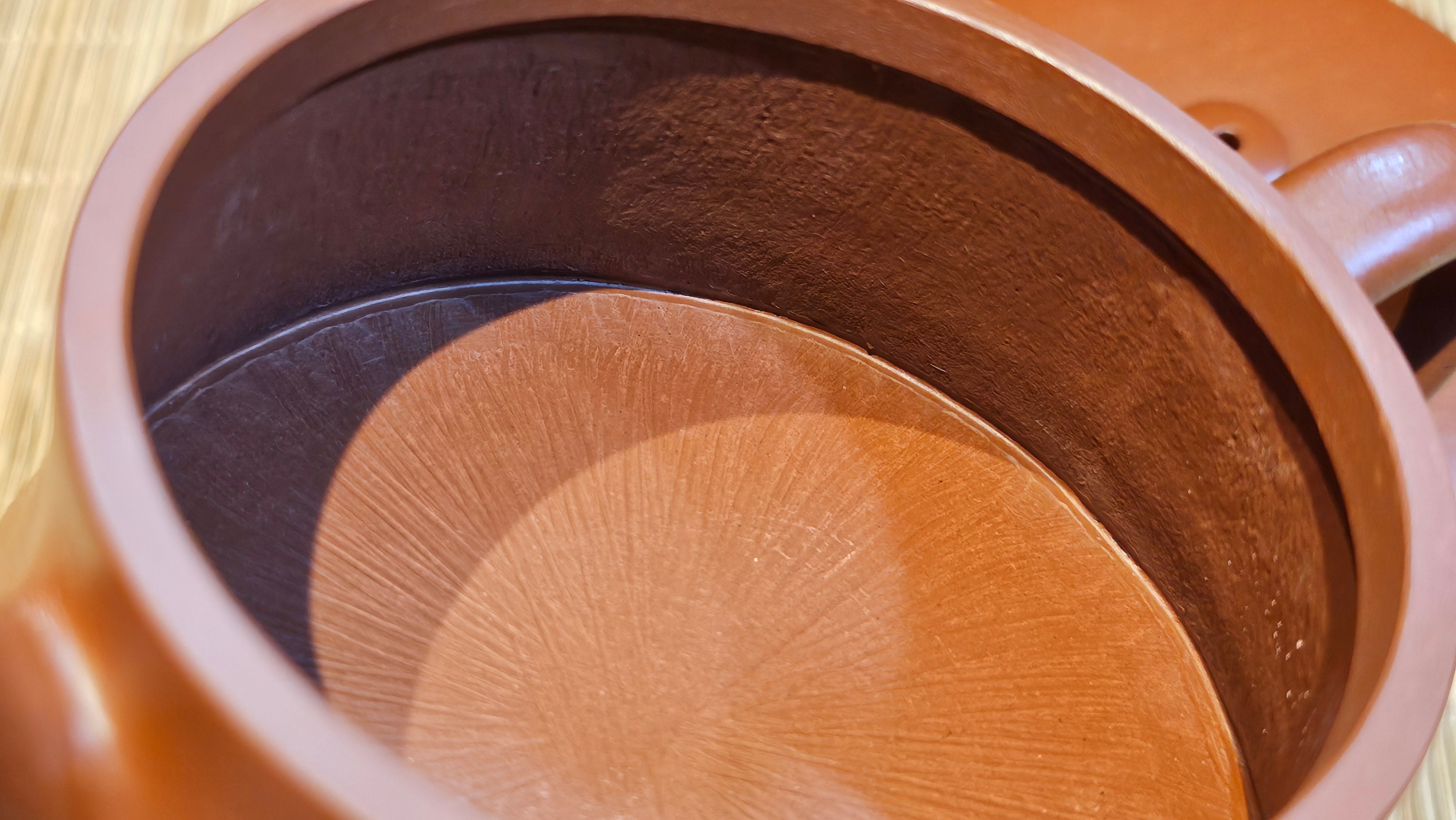 Yun Zhu 云柱 "Pillar of the Heavens", 141.8ml, Xiao Mei Yao Zhu Ni 小煤窑朱泥,  by our Collaborative Craftsman Wang Hui 王慧 ~ "劲竹凌风" and Bamboo Engraving by Craftsman Yi De Shu 一德书 ~ Congratulations to Mr D.!, 1109hrs 16th July 2025, Baldwin Park, CA.