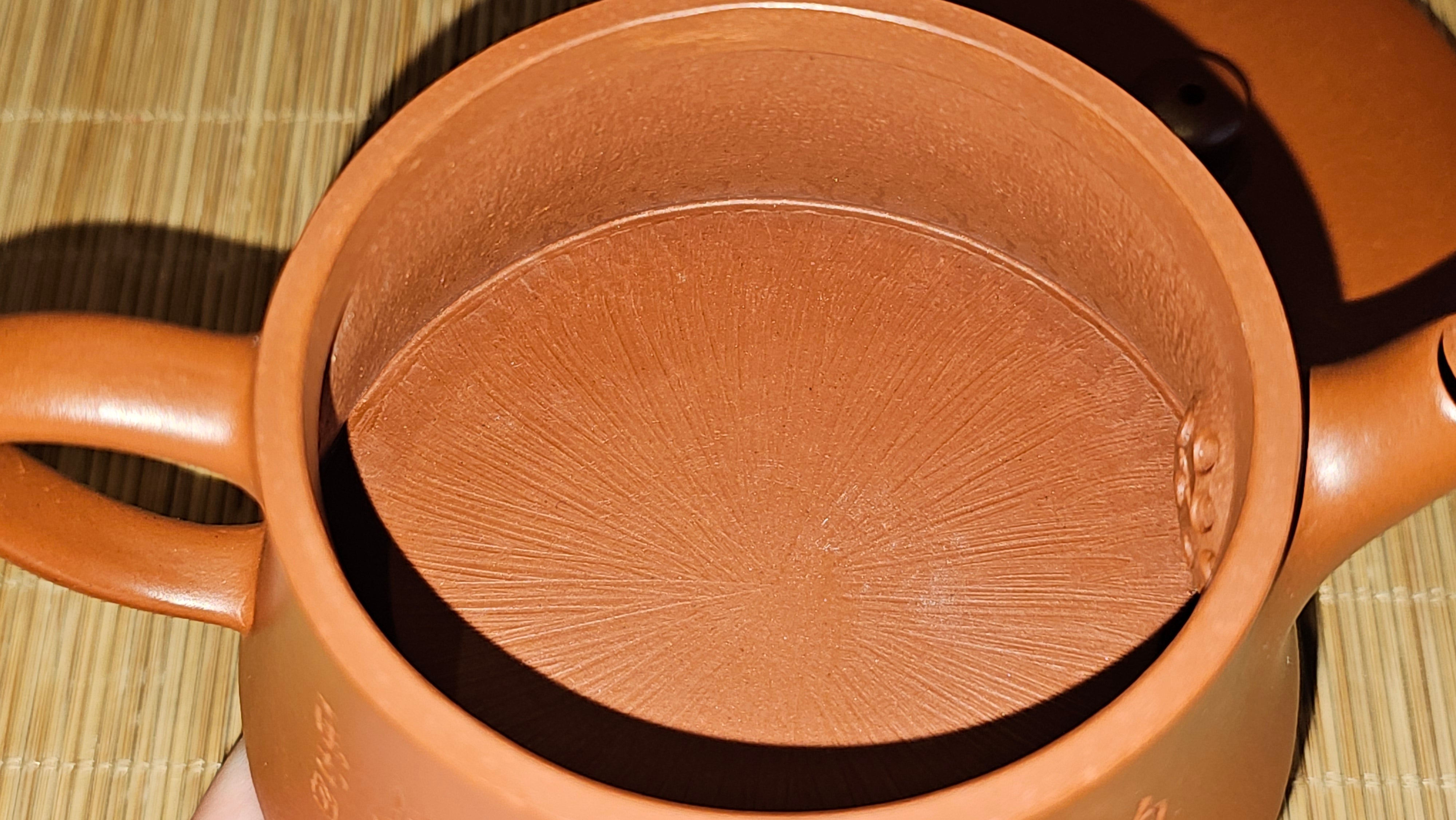 Yun Zhu 云柱 "Pillar of the Heavens", 141.8ml, Xiao Mei Yao Zhu Ni 小煤窑朱泥,  by our Collaborative Craftsman Wang Hui 王慧 ~ "劲竹凌风" and Bamboo Engraving by Craftsman Yi De Shu 一德书 ~ Congratulations to Mr D.!, 1109hrs 16th July 2025, Baldwin Park, CA.