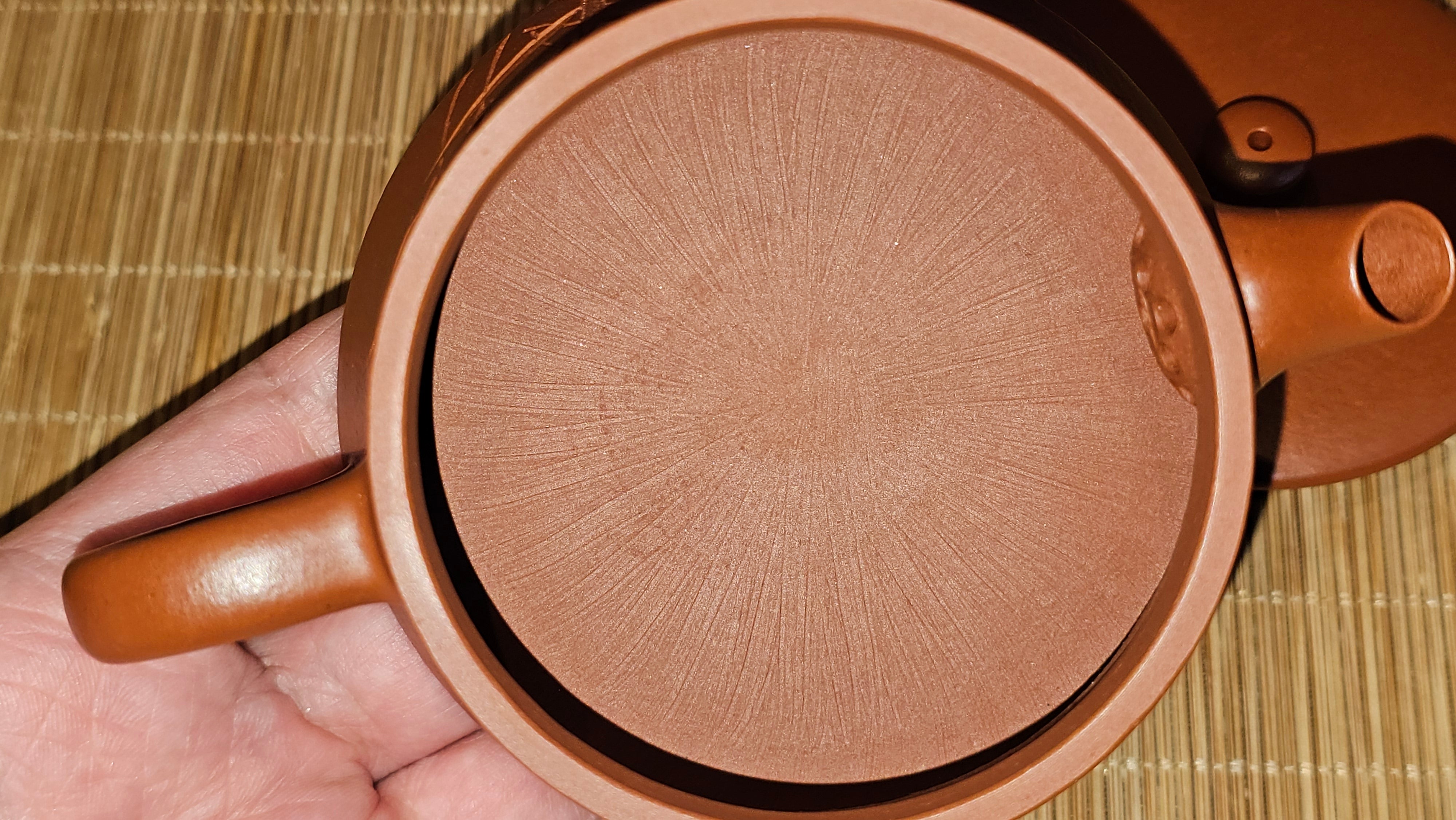 Yun Zhu 云柱 "Pillar of the Heavens", 141.8ml, Xiao Mei Yao Zhu Ni 小煤窑朱泥,  by our Collaborative Craftsman Wang Hui 王慧 ~ "劲竹凌风" and Bamboo Engraving by Craftsman Yi De Shu 一德书 ~ Congratulations to Mr D.!, 1109hrs 16th July 2025, Baldwin Park, CA.