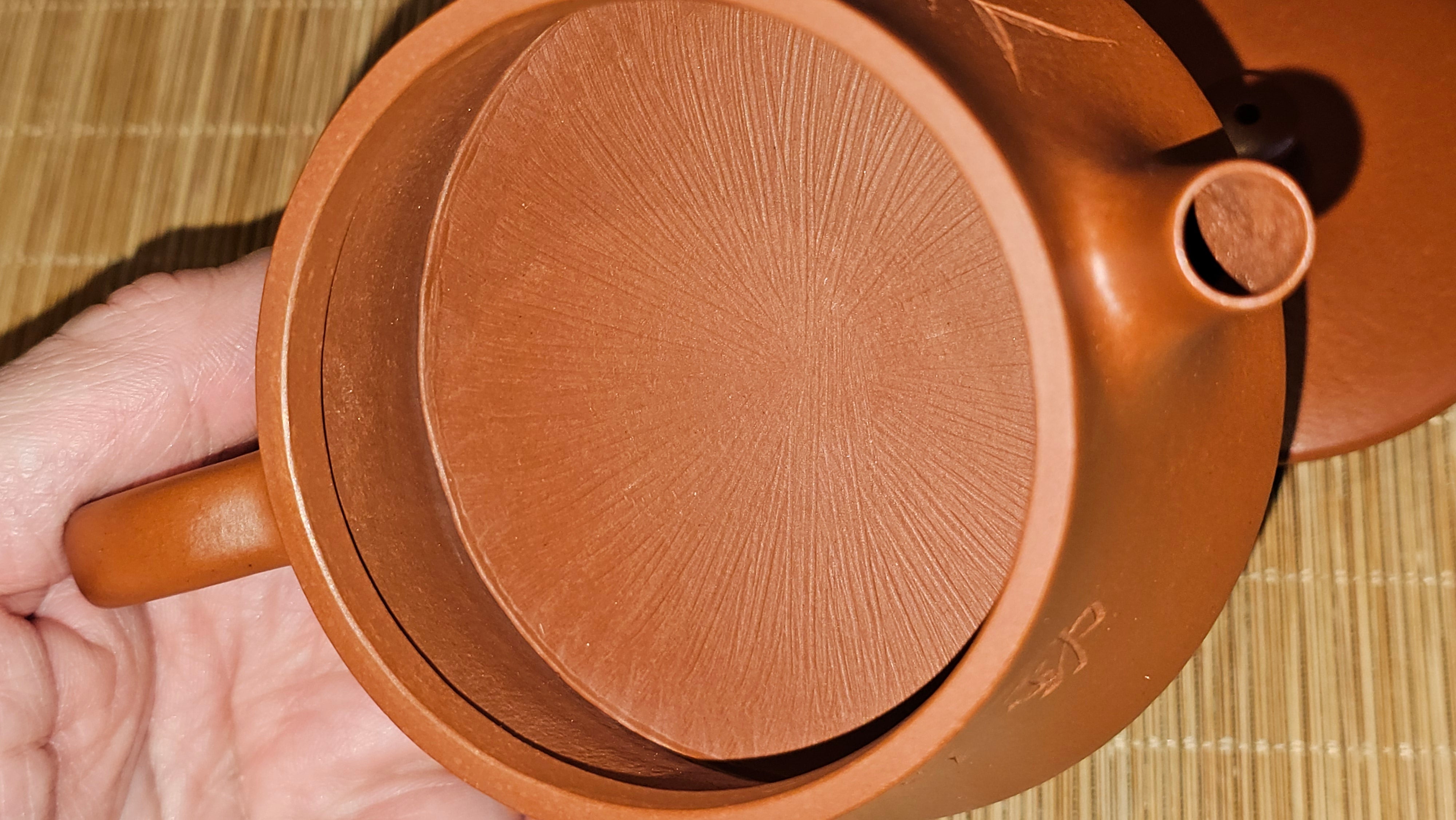 Yun Zhu 云柱 "Pillar of the Heavens", 141.8ml, Xiao Mei Yao Zhu Ni 小煤窑朱泥,  by our Collaborative Craftsman Wang Hui 王慧 ~ "劲竹凌风" and Bamboo Engraving by Craftsman Yi De Shu 一德书 ~ Congratulations to Mr D.!, 1109hrs 16th July 2025, Baldwin Park, CA.