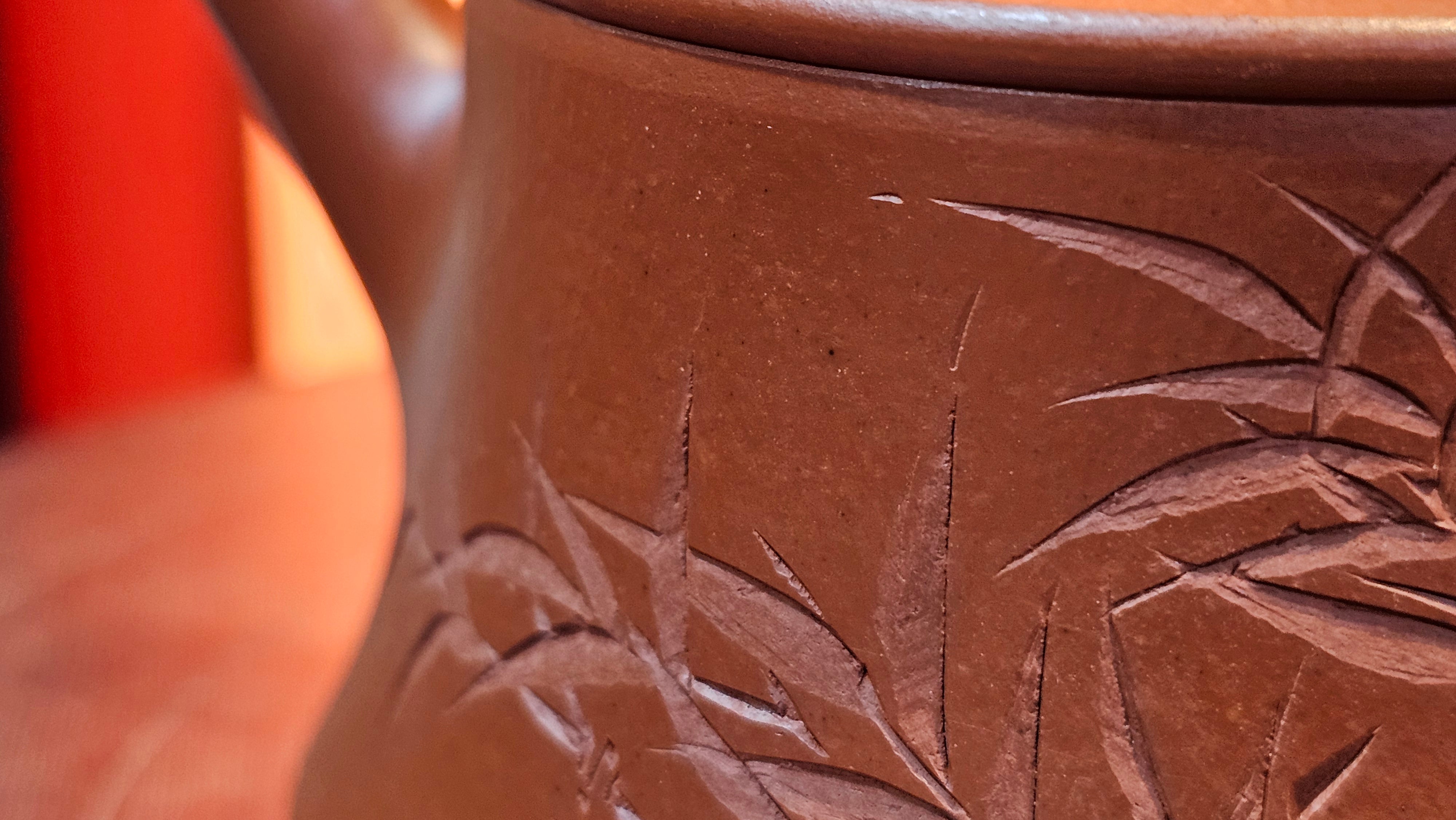 Yun Zhu 云柱 "Pillar of the Heavens", 140.3ml, Xiao Mei Yao Zhu Ni 小煤窑朱泥,  by our Collaborative Craftsman Wang Hui 王慧 ~ "劲竹凌风" and Bamboo Engraving by Craftsman Yi De Shu 一德书 ~ Congratulations to Mr B.H.S., 0015hrs 26th July 2025, Jakarta! Indonesia🇮🇩.