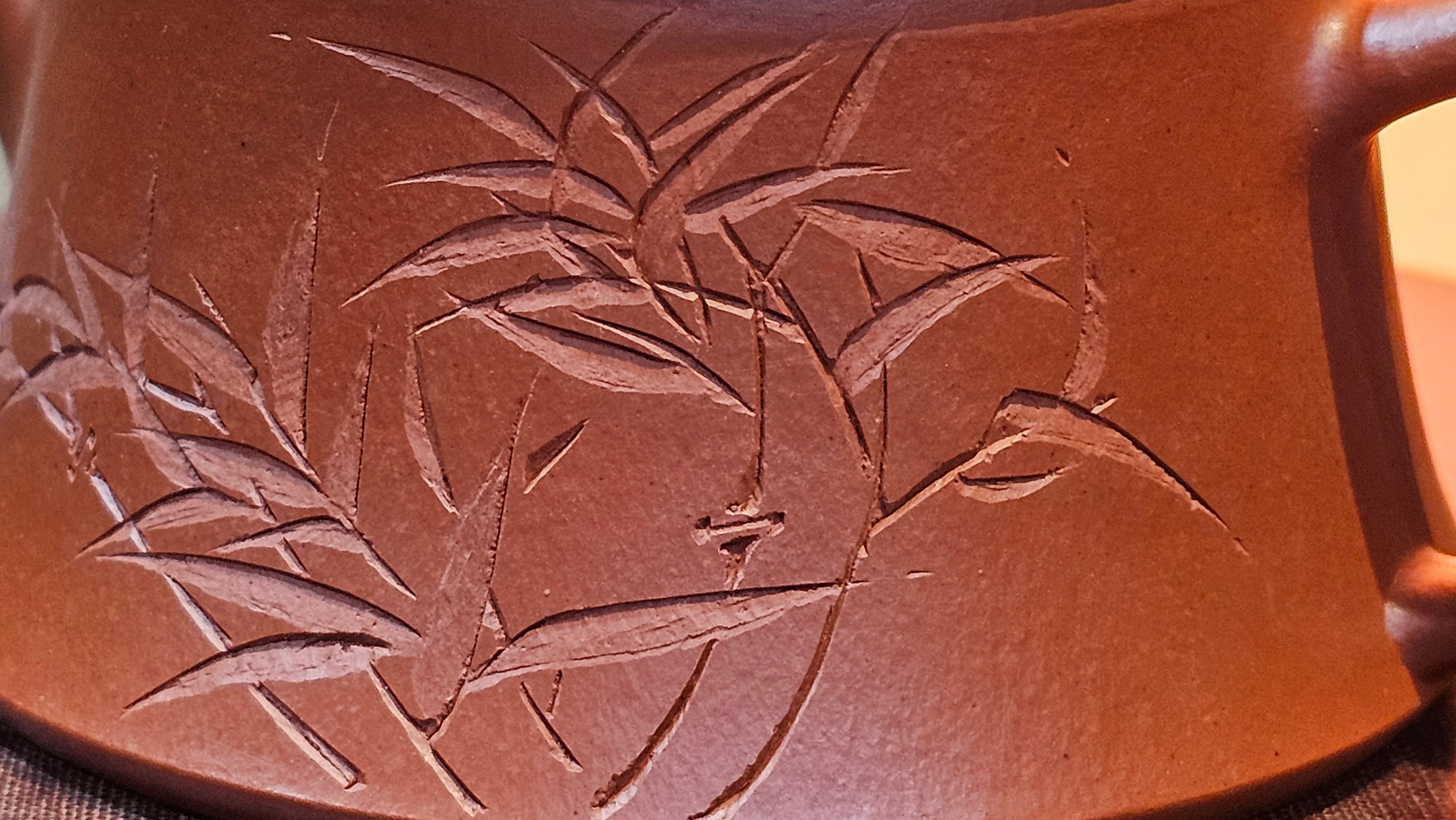 Yun Zhu 云柱 "Pillar of the Heavens", 140.3ml, Xiao Mei Yao Zhu Ni 小煤窑朱泥,  by our Collaborative Craftsman Wang Hui 王慧 ~ "劲竹凌风" and Bamboo Engraving by Craftsman Yi De Shu 一德书 ~ Congratulations to Mr B.H.S., 0015hrs 26th July 2025, Jakarta! Indonesia🇮🇩.