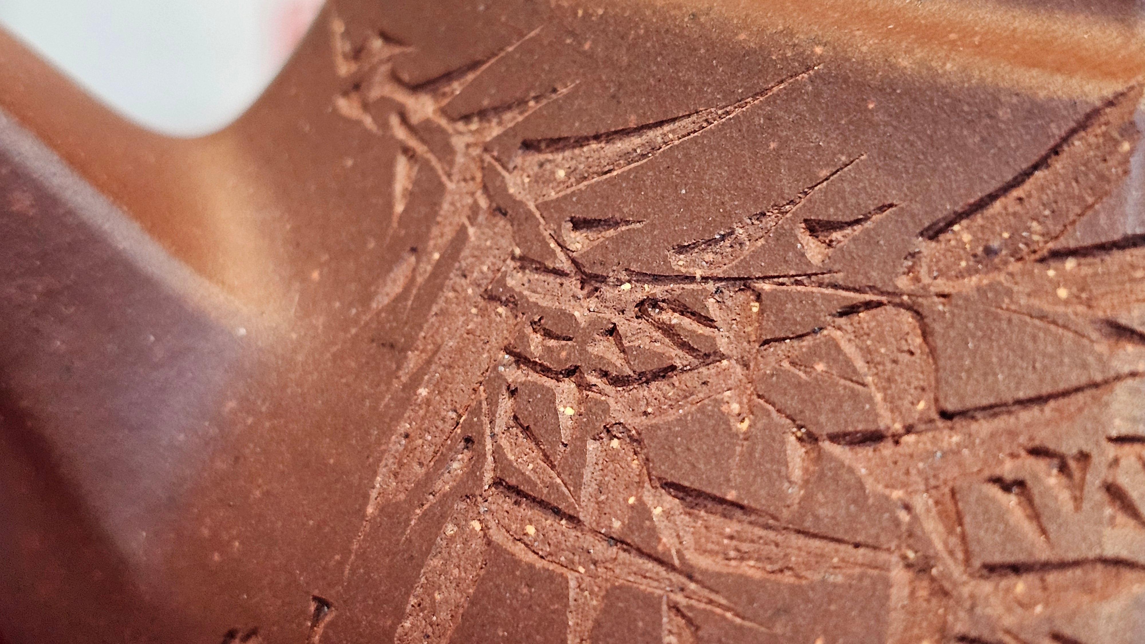 《六方半月》"Liu Fang Ban Yue", 289.3ml, "品茗却在香醇外，此是人生一味禅" and Bamboo engraving, Di Cao Qing Zi Ni 底槽青紫泥, by L2A Senior Consummate Artist Yuan Hui 袁辉 ~ Congratulations to Mr J.G., 0150hrs 20th July 2025! New South Wales, Australia🇦🇺!