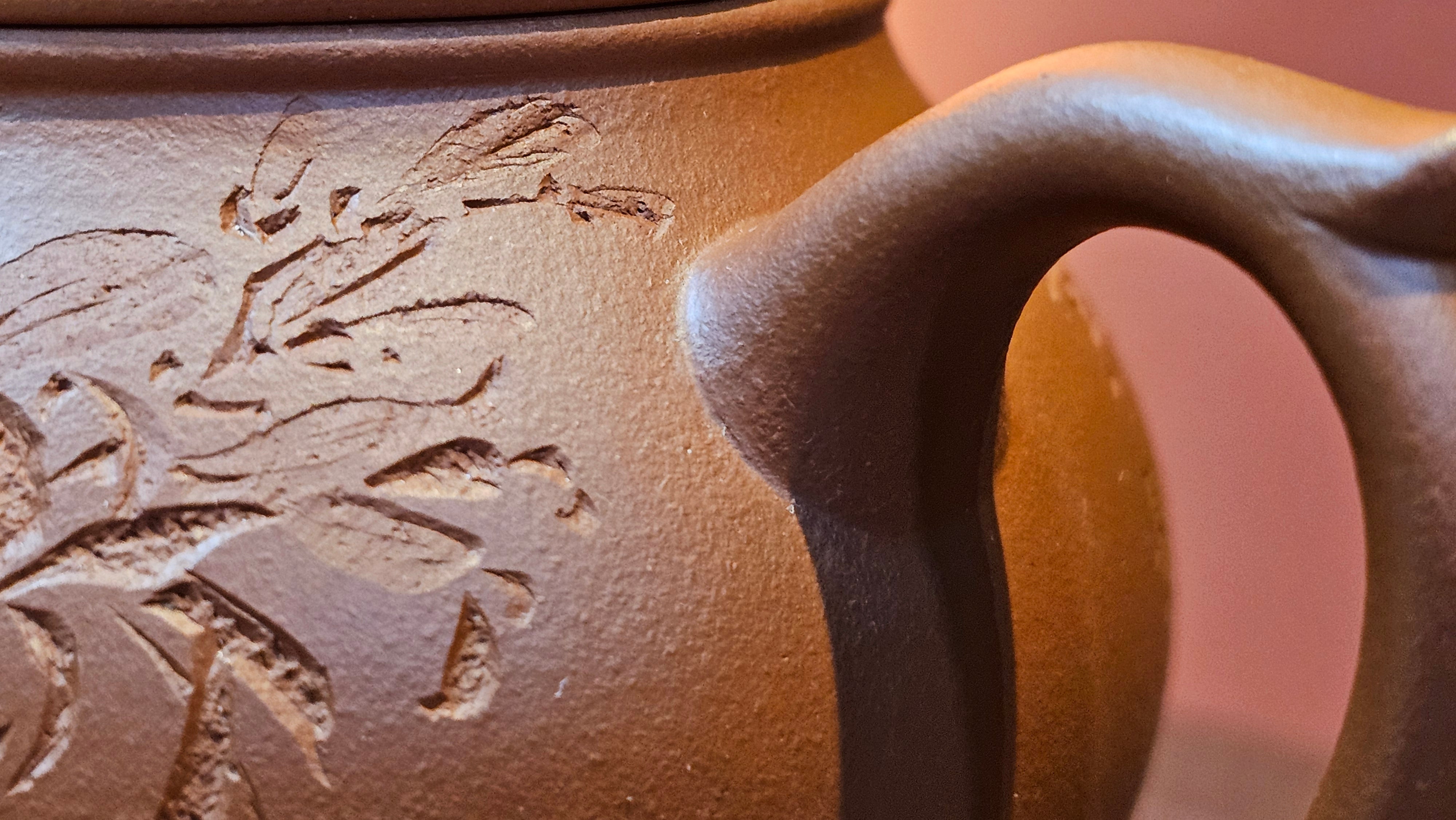 Meng Chen San Zu《孟臣三足》, 186.6ml, Xiao Hong Ni 小红泥, by our Craftsman Zhang Huan 张欢, Engraving by Craftsman Pe'eng Pe'eng 芃芃 ~ Congratulations!to Ms C.W., 1158hrs 20th July 2025, Sunnyvale, CA.