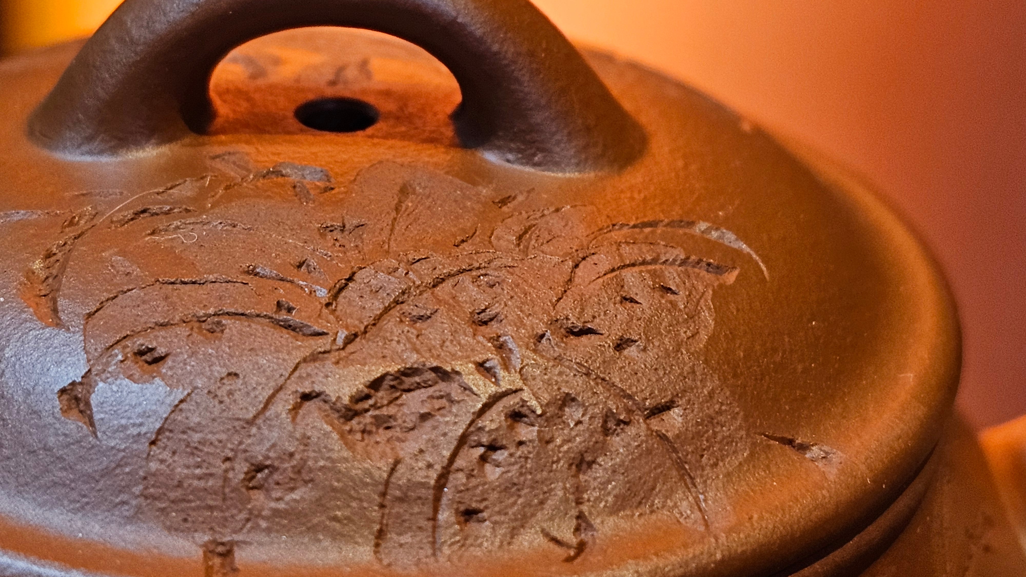 Meng Chen San Zu《孟臣三足》, 186.6ml, Xiao Hong Ni 小红泥, by our Craftsman Zhang Huan 张欢, Engraving by Craftsman Pe'eng Pe'eng 芃芃 ~ Congratulations!to Ms C.W., 1158hrs 20th July 2025, Sunnyvale, CA.