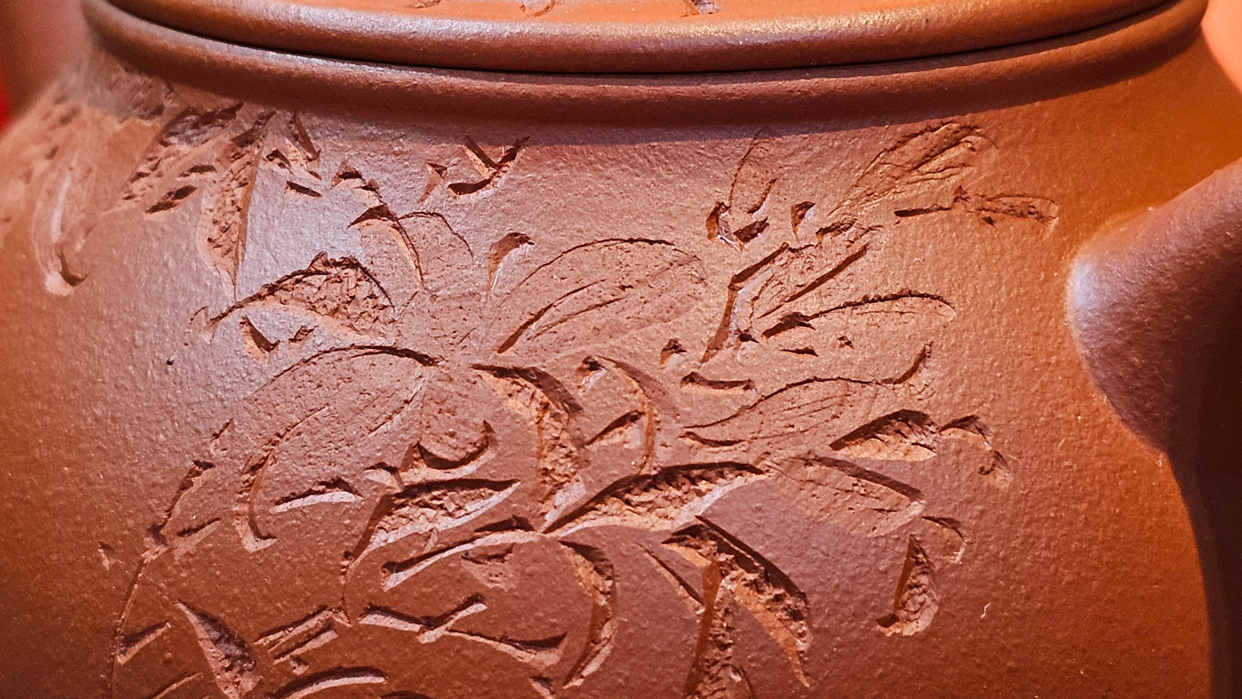 Meng Chen San Zu《孟臣三足》, 186.6ml, Xiao Hong Ni 小红泥, by our Craftsman Zhang Huan 张欢, Engraving by Craftsman Pe'eng Pe'eng 芃芃 ~ Congratulations!to Ms C.W., 1158hrs 20th July 2025, Sunnyvale, CA.