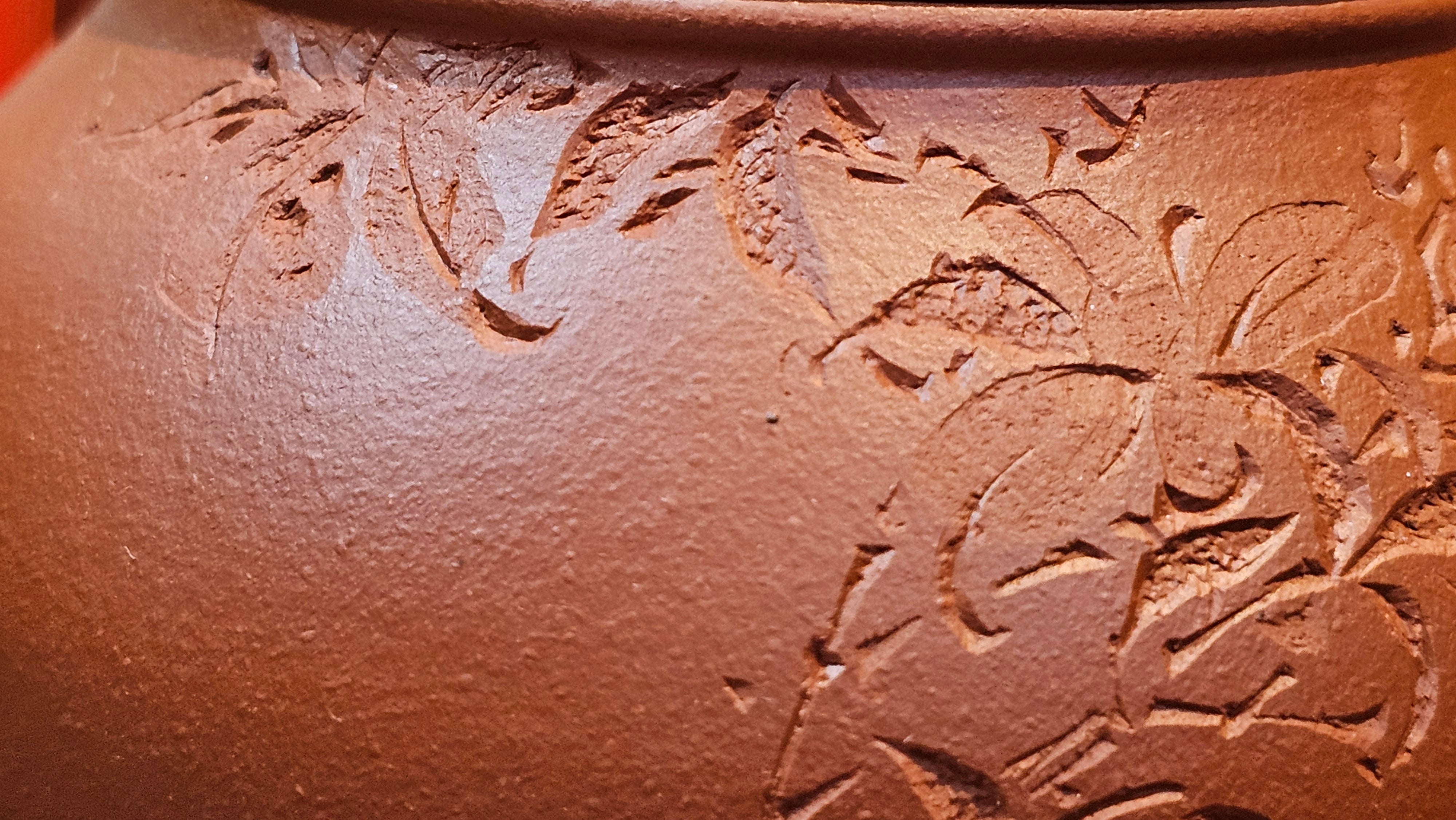 Meng Chen San Zu《孟臣三足》, 186.6ml, Xiao Hong Ni 小红泥, by our Craftsman Zhang Huan 张欢, Engraving by Craftsman Pe'eng Pe'eng 芃芃 ~ Congratulations!to Ms C.W., 1158hrs 20th July 2025, Sunnyvale, CA.