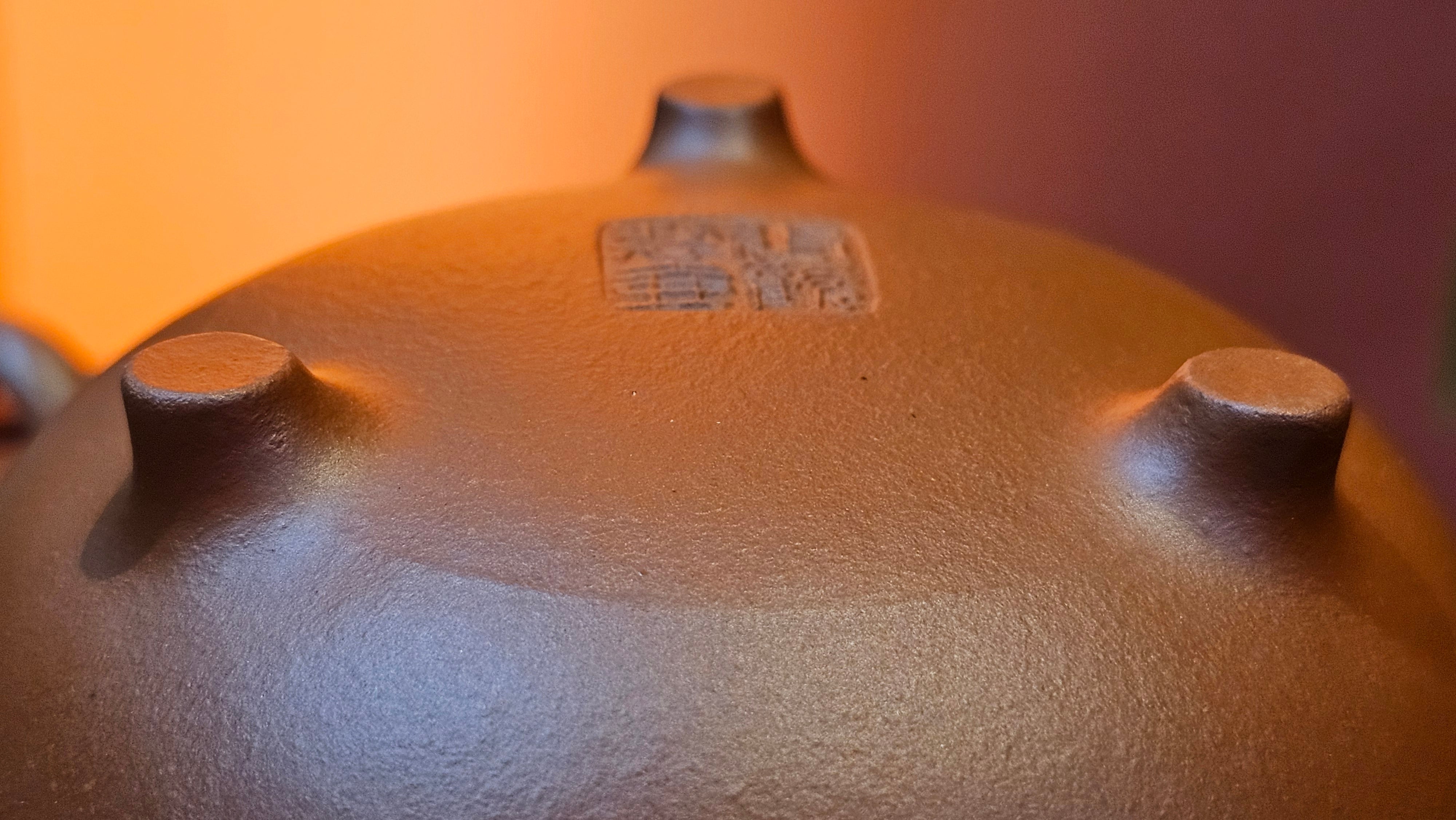 Meng Chen San Zu《孟臣三足》, 186.6ml, Xiao Hong Ni 小红泥, by our Craftsman Zhang Huan 张欢, Engraving by Craftsman Pe'eng Pe'eng 芃芃 ~ Congratulations!to Ms C.W., 1158hrs 20th July 2025, Sunnyvale, CA.