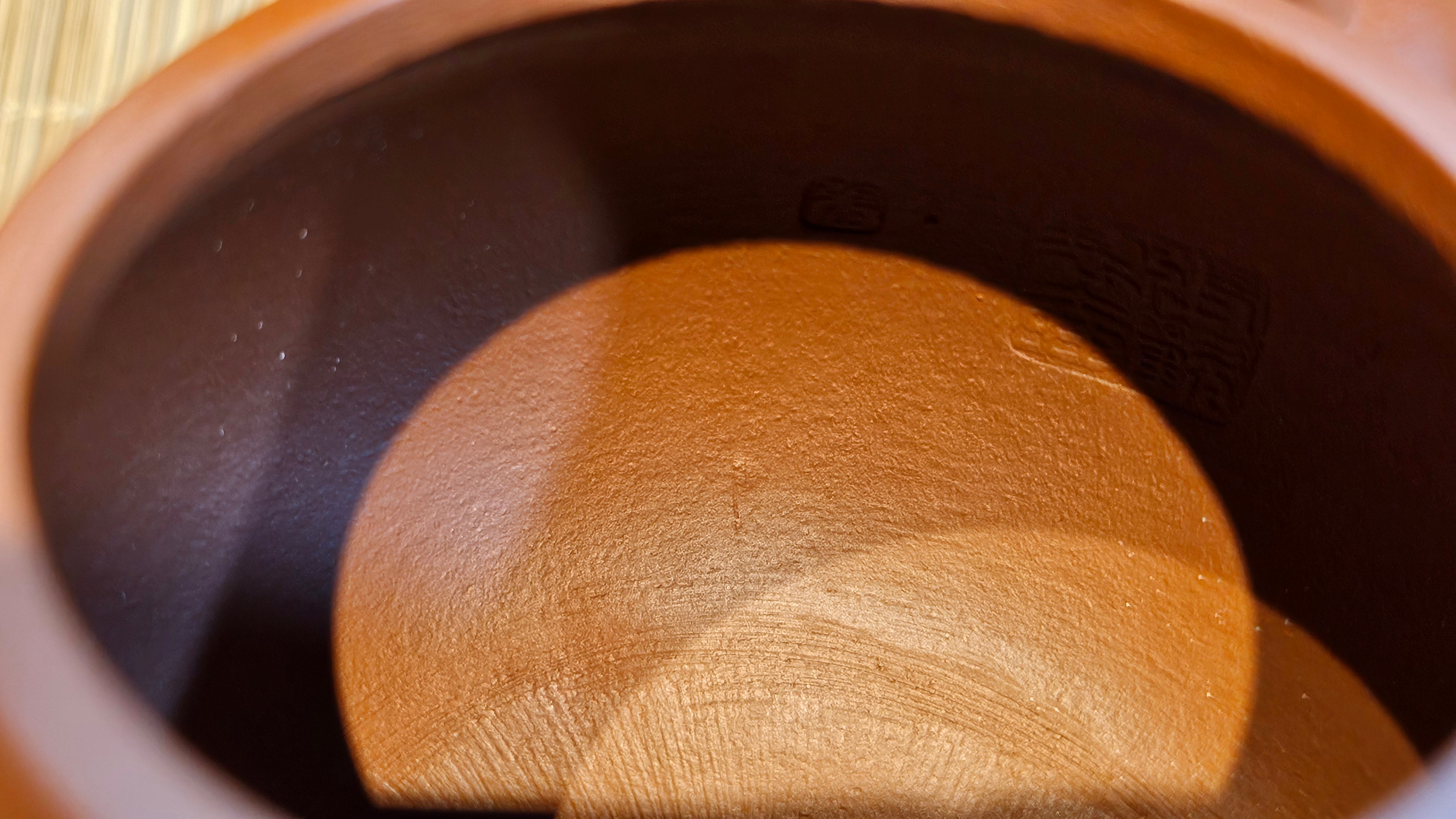 Meng Chen San Zu《孟臣三足》, 186.6ml, Xiao Hong Ni 小红泥, by our Craftsman Zhang Huan 张欢, Engraving by Craftsman Pe'eng Pe'eng 芃芃 ~ Congratulations!to Ms C.W., 1158hrs 20th July 2025, Sunnyvale, CA.