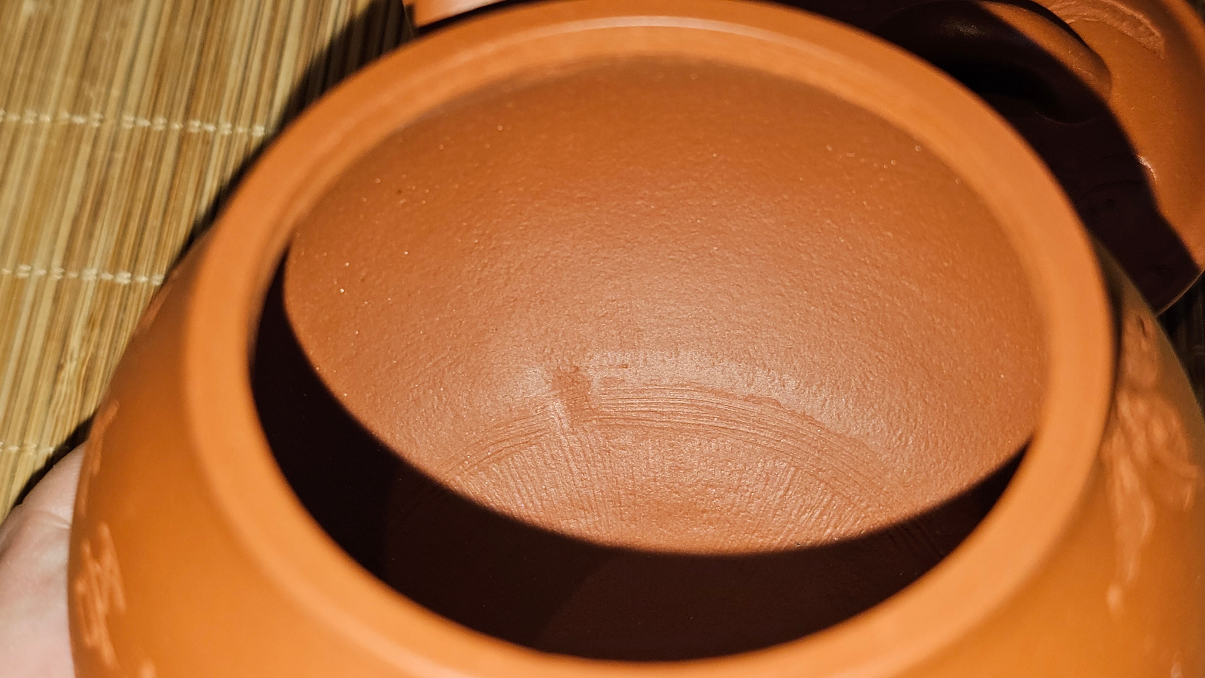 Meng Chen San Zu《孟臣三足》, 186.6ml, Xiao Hong Ni 小红泥, by our Craftsman Zhang Huan 张欢, Engraving by Craftsman Pe'eng Pe'eng 芃芃 ~ Congratulations!to Ms C.W., 1158hrs 20th July 2025, Sunnyvale, CA.