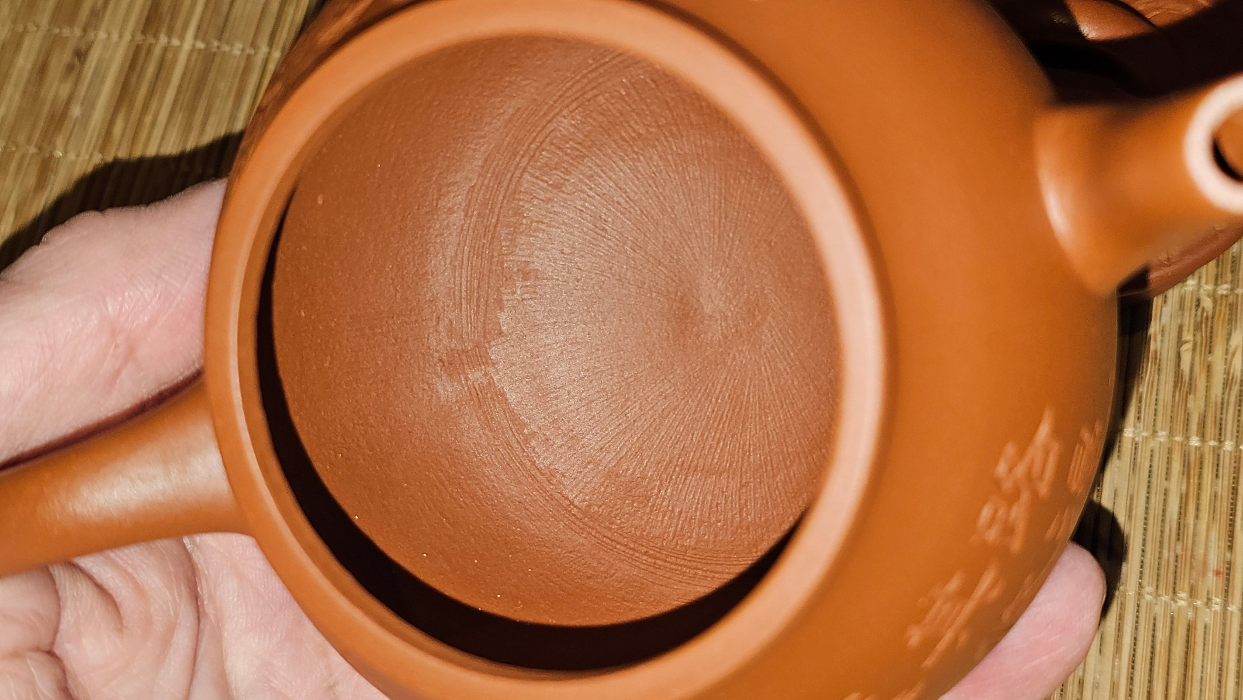 Meng Chen San Zu《孟臣三足》, 186.6ml, Xiao Hong Ni 小红泥, by our Craftsman Zhang Huan 张欢, Engraving by Craftsman Pe'eng Pe'eng 芃芃 ~ Congratulations!to Ms C.W., 1158hrs 20th July 2025, Sunnyvale, CA.