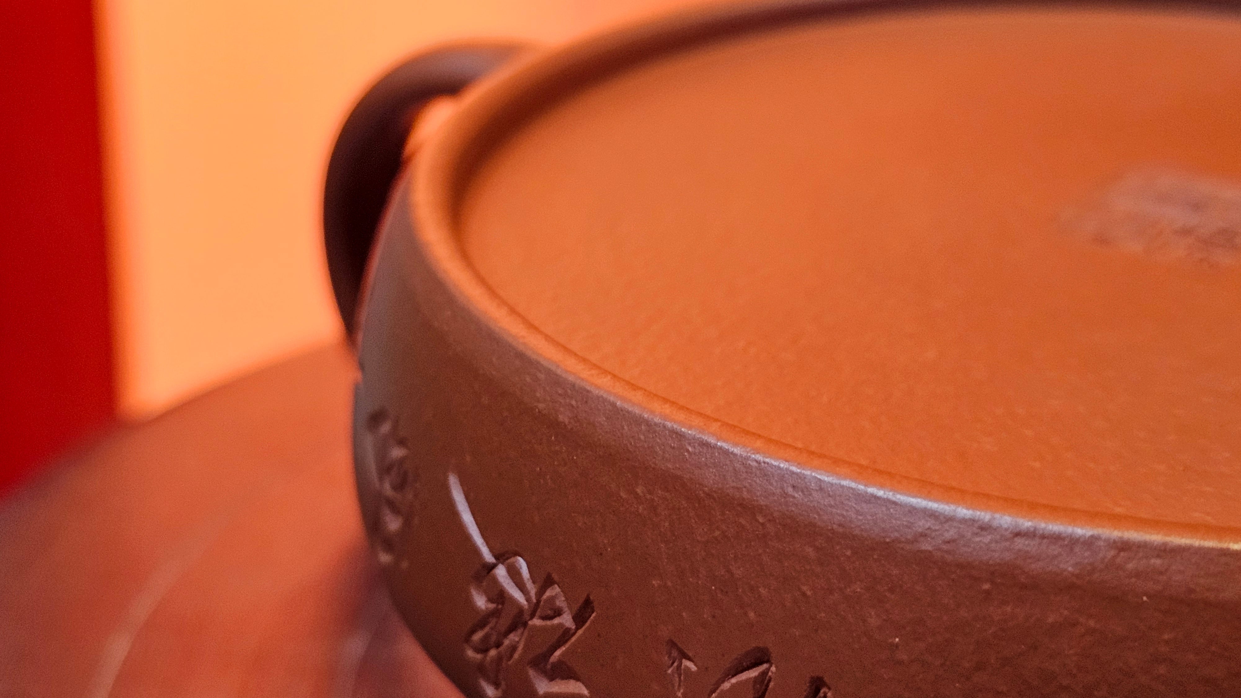 Hua Ting 华庭, 202.3ml (complex, large: 14cm long, 10cm wide), Xiao Mei Yao Zhu Ni 小煤窑朱泥,  by Craftsman Chen Yue Fei 陈跃飞, Engraving by Craftsman Yi De Shu 一德书 ~ Congratulations!to Mr B.H.S! 1627hrs 28th July 2025, Jakarta, Indonesia🇮🇩.