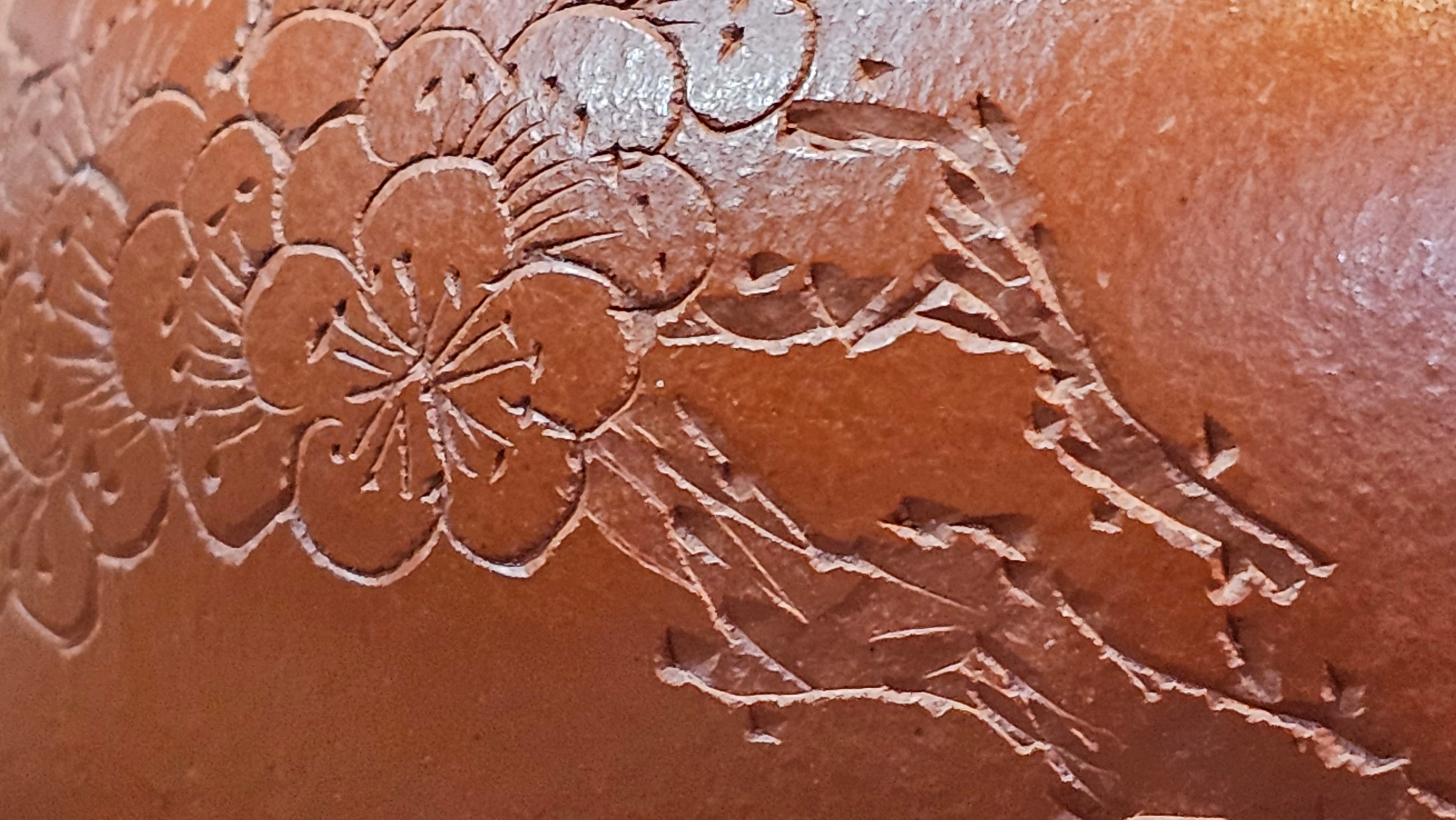 Li Xing 梨形, 177.5ml, Xiao Mei Yao Zhu Ni 小煤窑朱泥 by our Collaborative Craftsman Zhai Yi Yao 翟一耀, 梅花刻绘, Engraving of Plum Blossoms and Calligraphy, by Craftsman Yi De Shu 一德书 ~ Congratulations to!Mr A.K., 1226hrs 4th August 2025, Jabłonna! Poland🇵🇱.