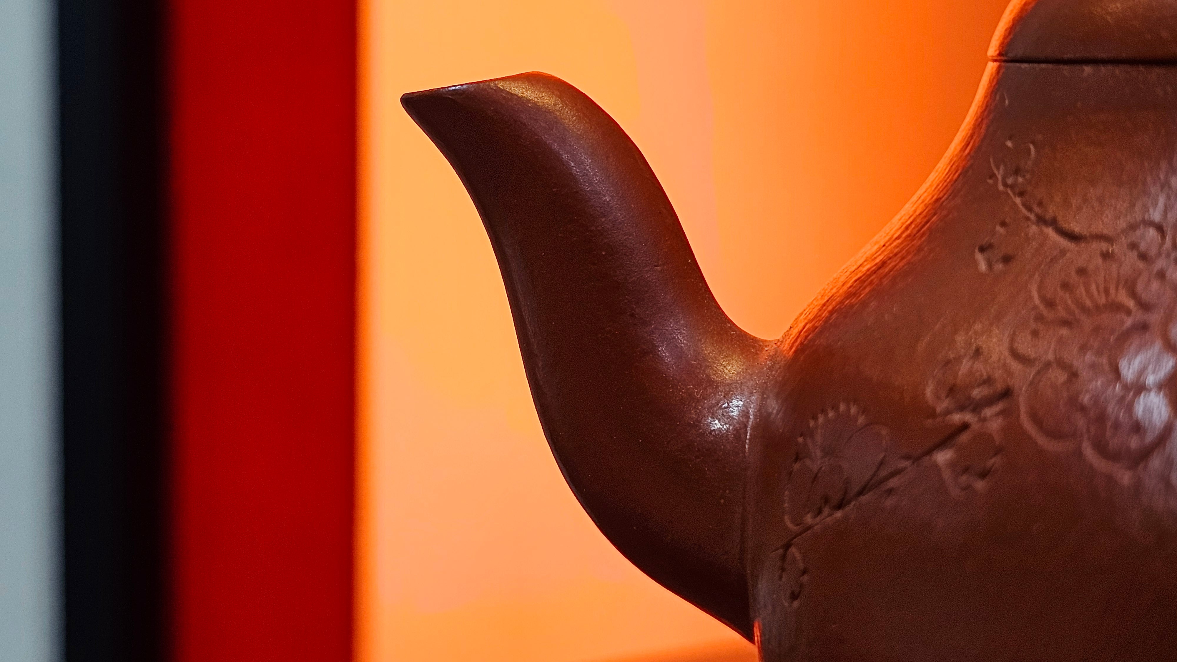 Li Xing 梨形, 177.5ml, Xiao Mei Yao Zhu Ni 小煤窑朱泥 by our Collaborative Craftsman Zhai Yi Yao 翟一耀, 梅花刻绘, Engraving of Plum Blossoms and Calligraphy, by Craftsman Yi De Shu 一德书 ~ Congratulations to!Mr A.K., 1226hrs 4th August 2025, Jabłonna! Poland🇵🇱.